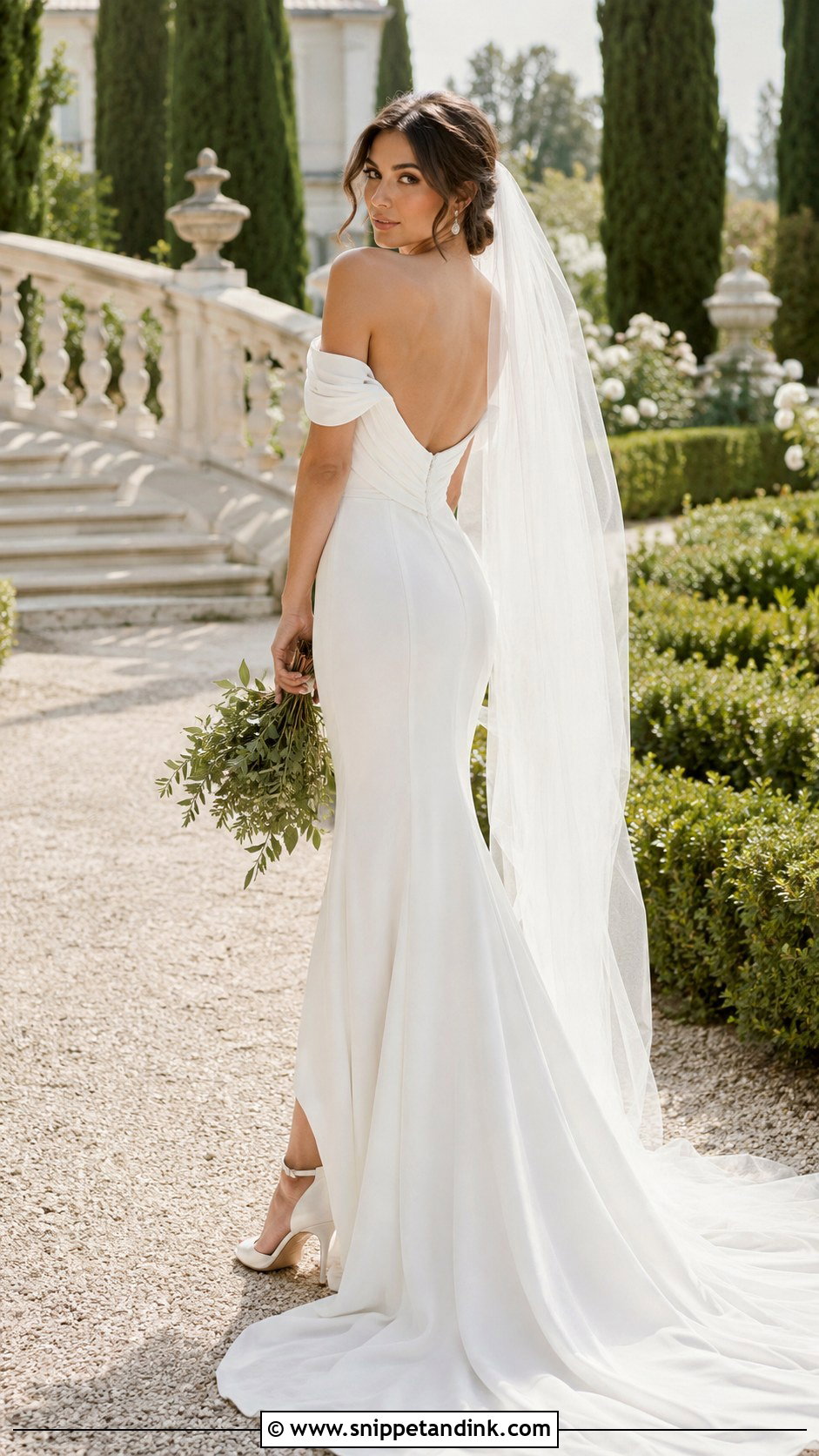 Off The Shoulder Backless Mermaid Wedding Dress - Snippet and Ink - 20 Backless Mermaid Wedding Dresses