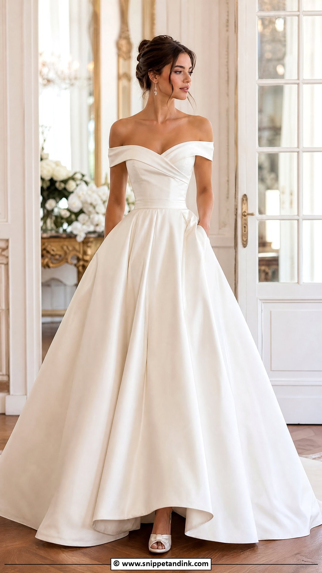 Off The Shoulder Ball Gown Wedding Dress - Snippet and Ink - 35 Ball Gown Wedding Dress Ideas