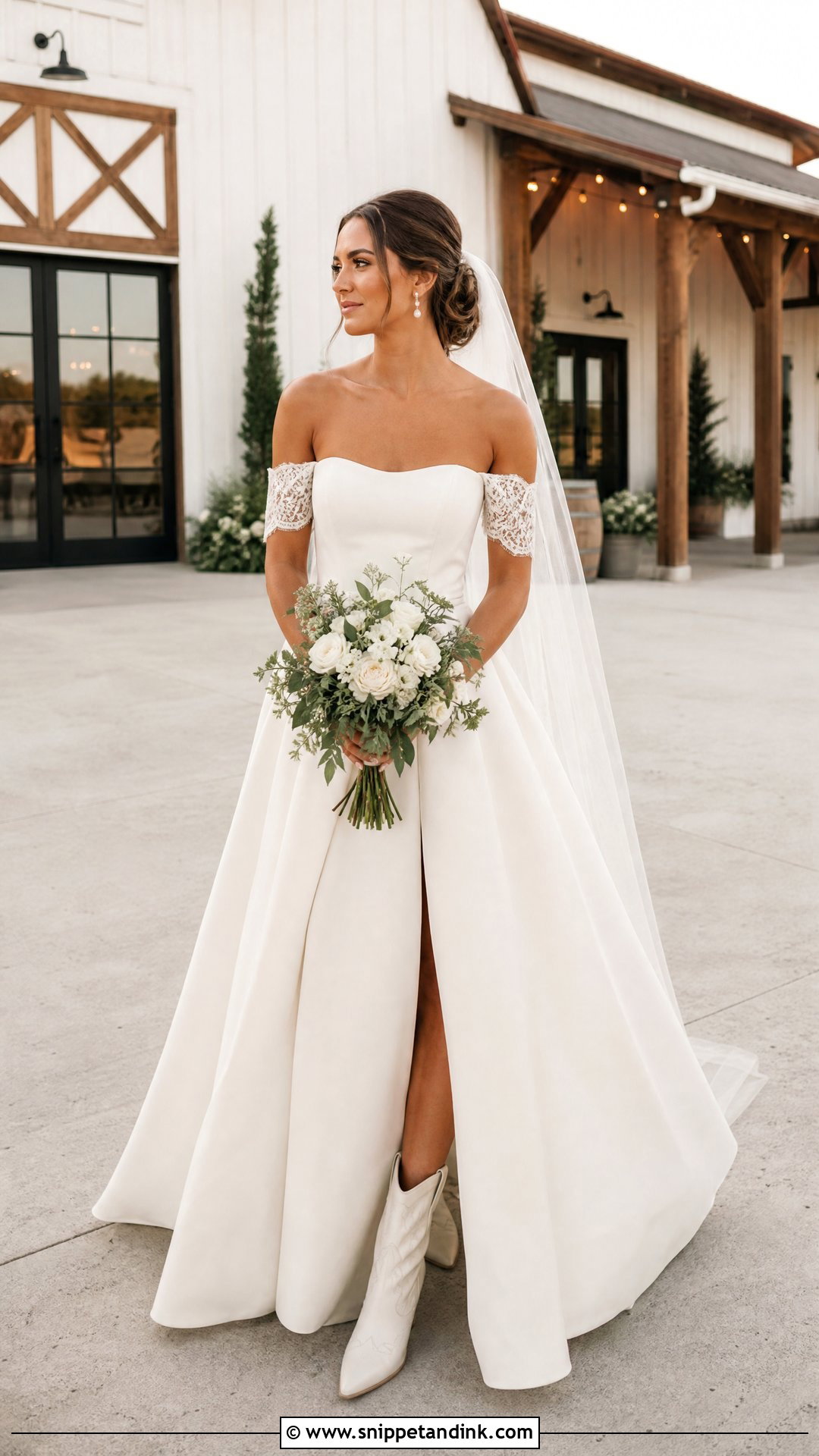 Off The Shoulder Barn Wedding Dress - Snippet and Ink - 25 Barn Wedding Dress Ideas