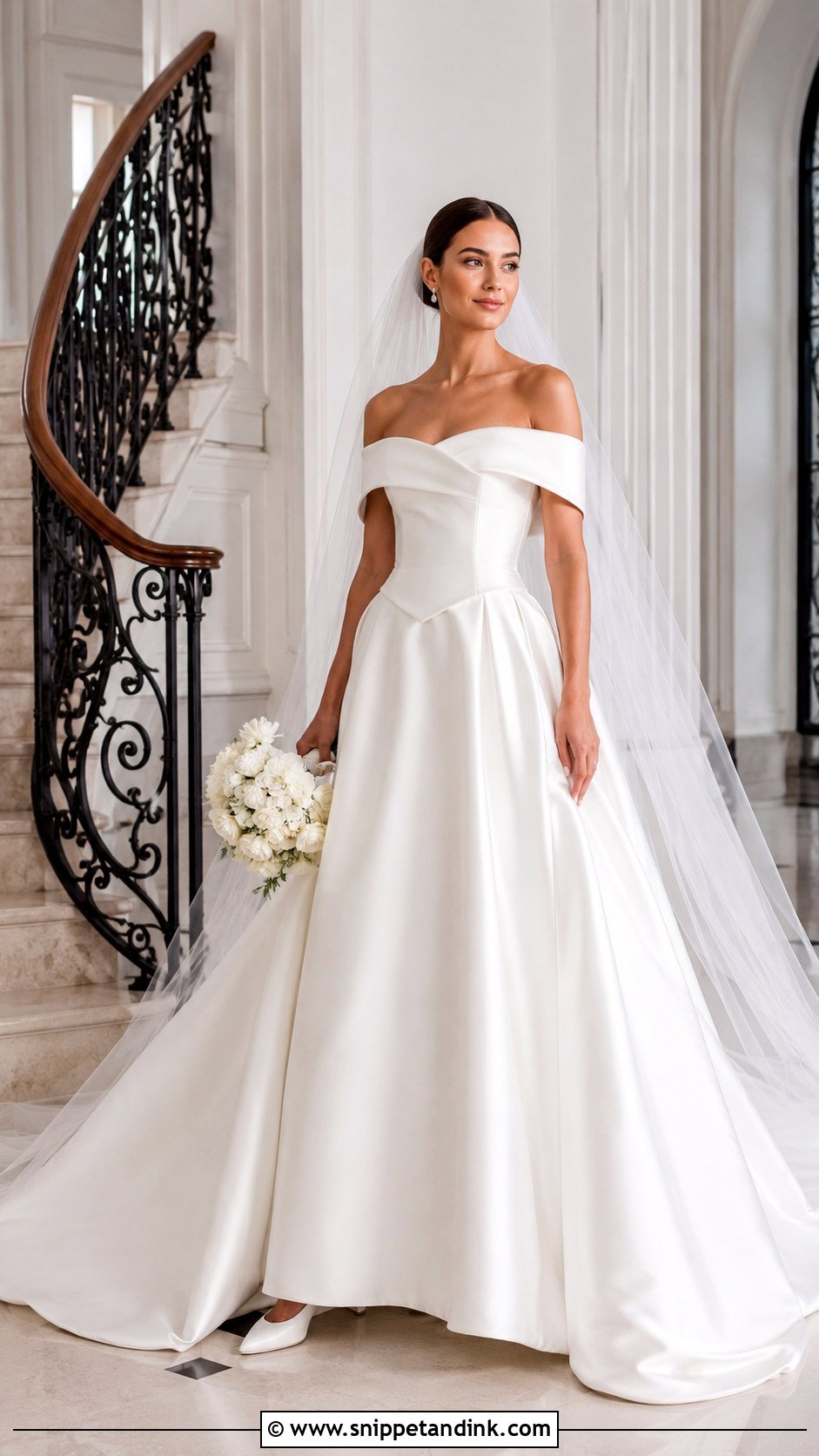 Off The Shoulder Basque Waist Wedding Dress - Snippet and Ink - 20 Basque Waist Wedding Dresses