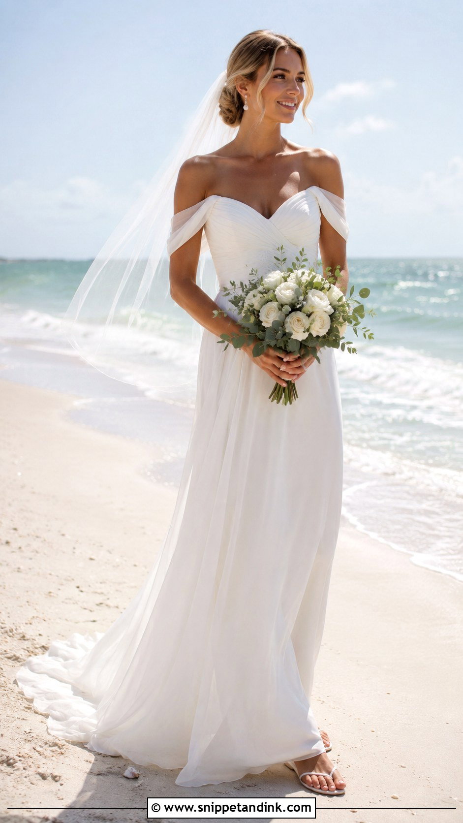 Off The Shoulder Beach Wedding Dress - Snippet and Ink - 30 Off the Shoulder Wedding Dresses