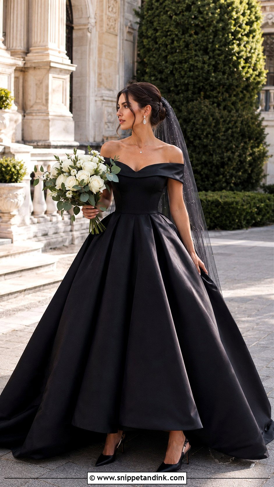 Off The Shoulder Black Princess Wedding Dress - Snippet and Ink - 20 Black Wedding Dress Princess Ideas