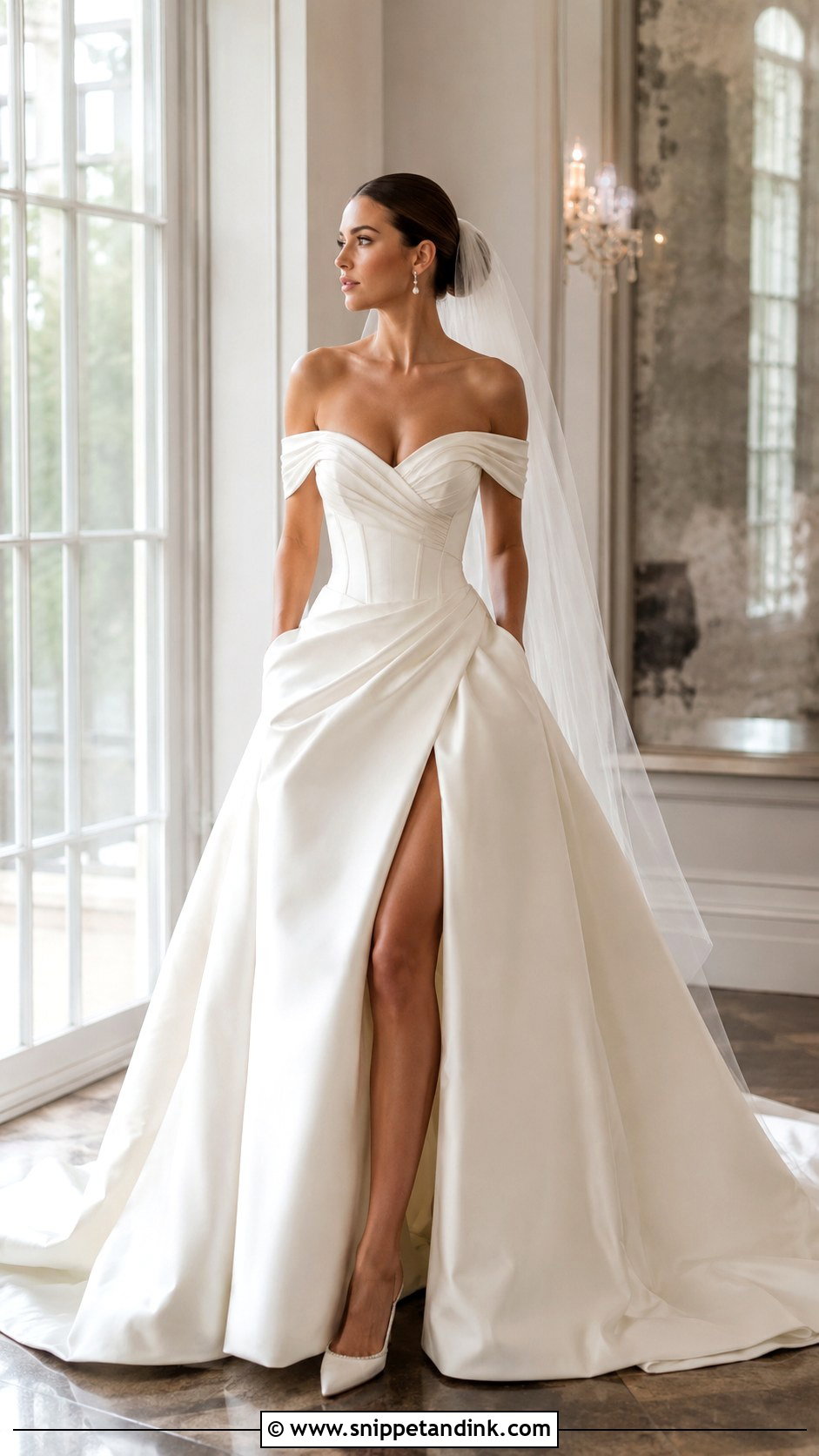 Off The Shoulder Corset Bridal Gown - Snippet and Ink - 20 Corset Bridal Gown Ideas