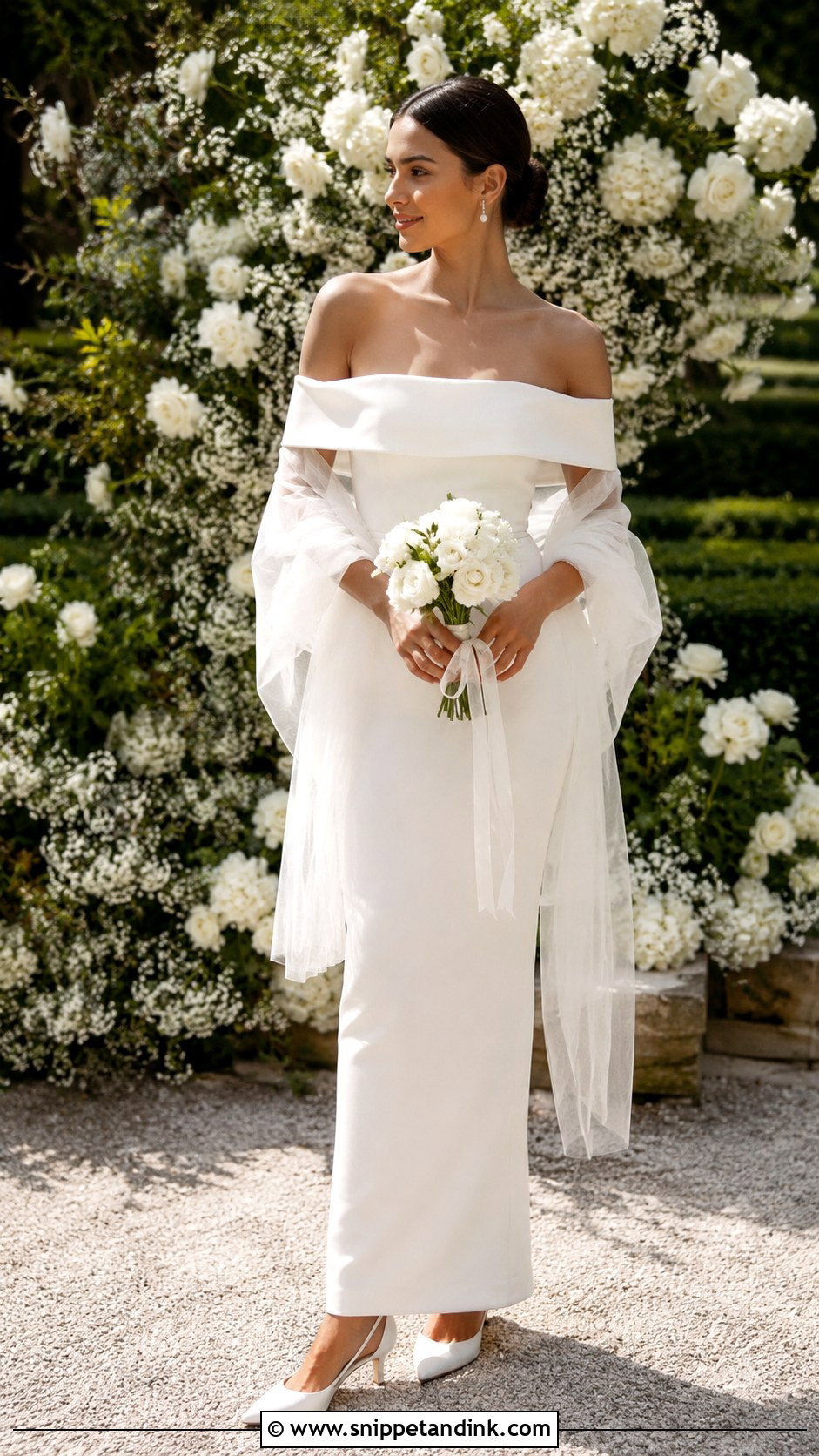 Off The Shoulder Elope Wedding Dress - Snippet and Ink - 20 Elope Wedding Dress Ideas