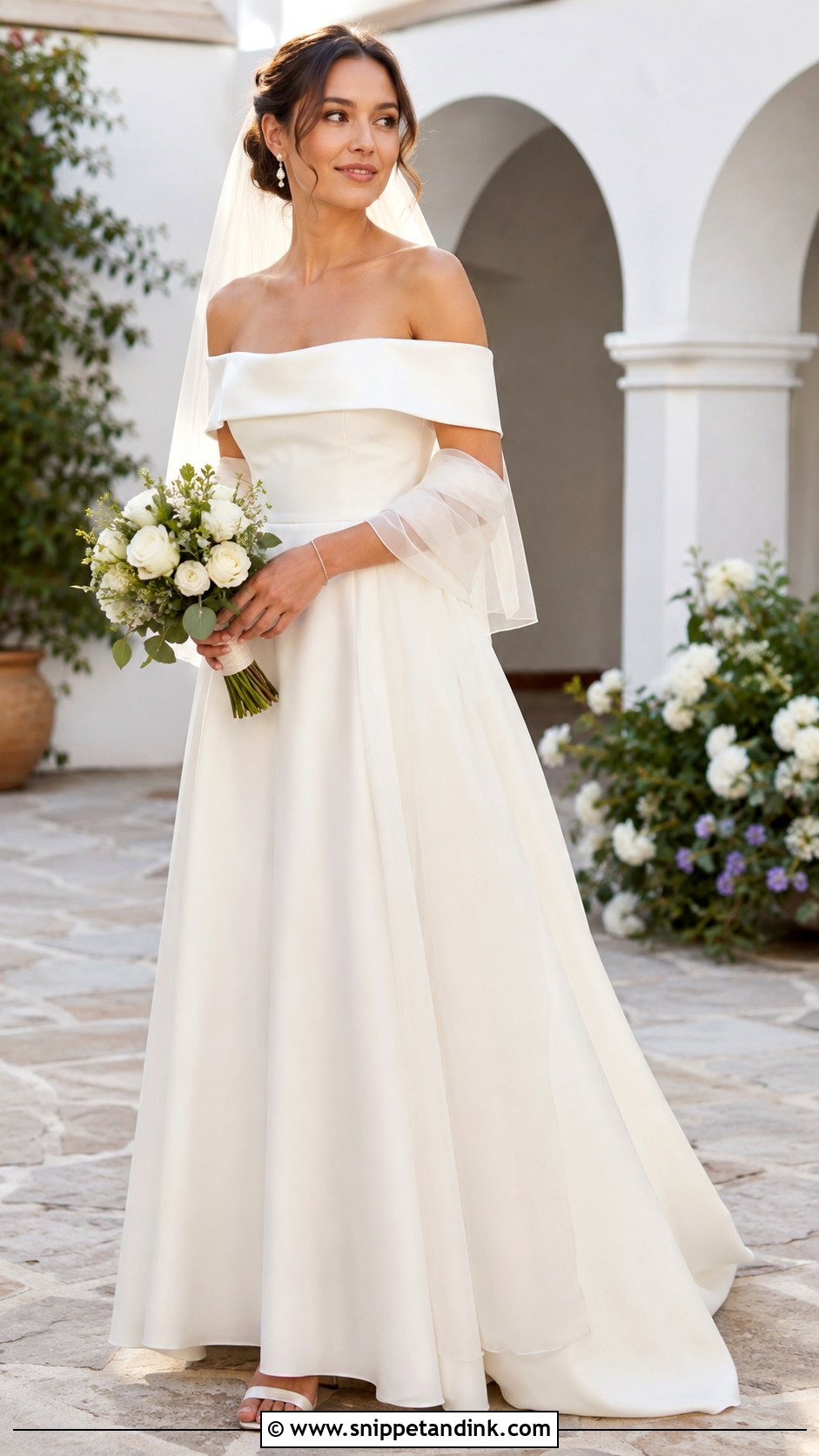 Off The Shoulder Eloping Wedding Dress - Snippet and Ink - 20 Eloping Wedding Dress Ideas
