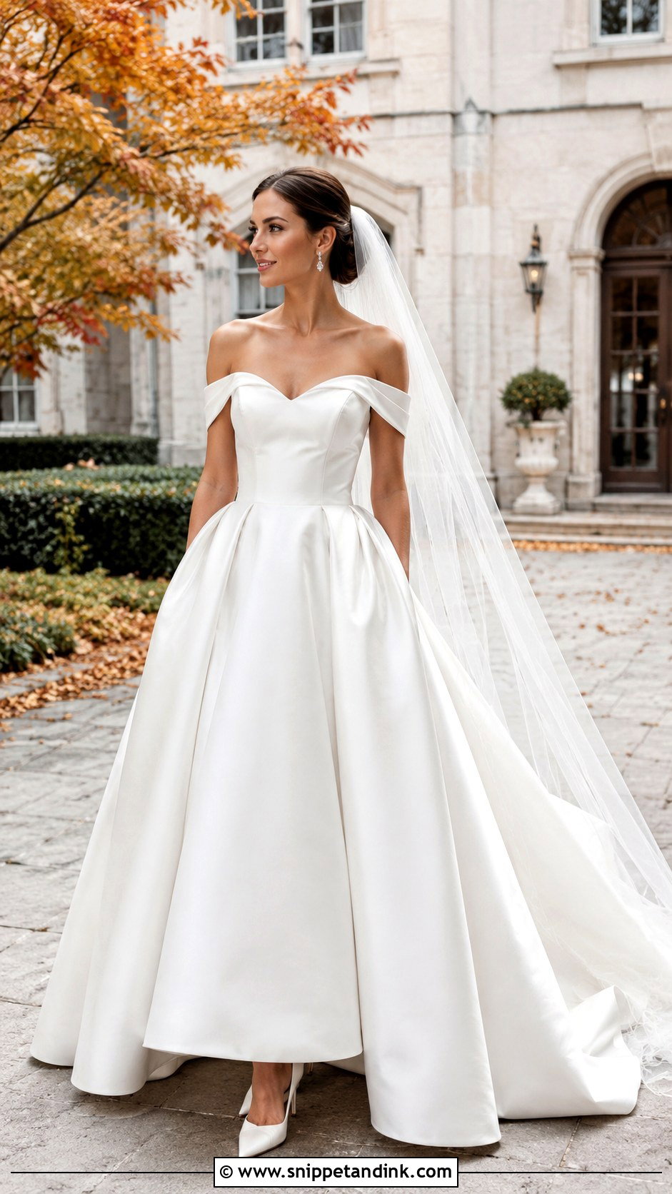 Off The Shoulder Fall Wedding Gown - Snippet and Ink - 20 Fall Wedding Gowns
