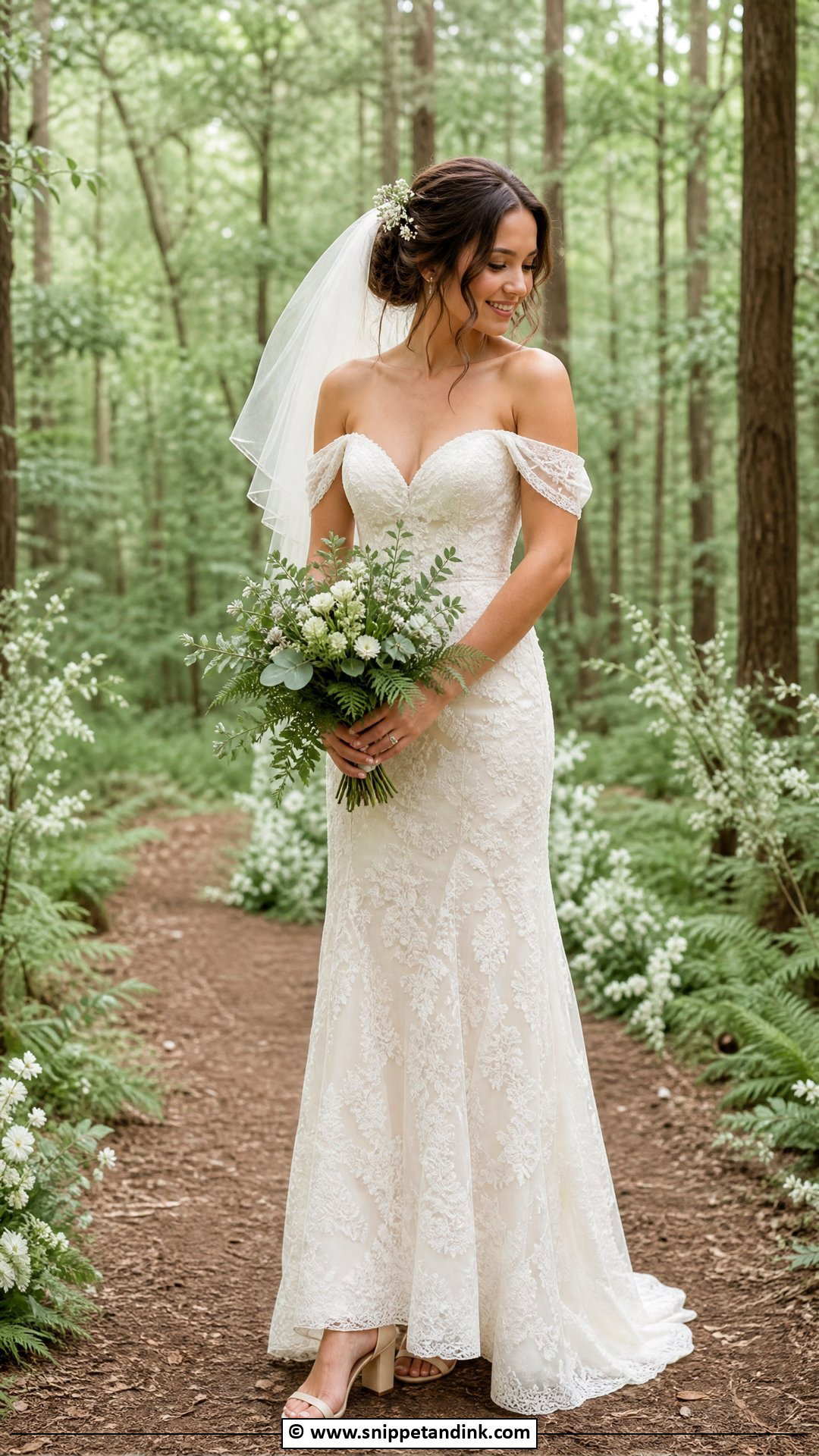 Off The Shoulder Forest Wedding Dress - Snippet and Ink - 35 Forest Wedding Dress Ideas
