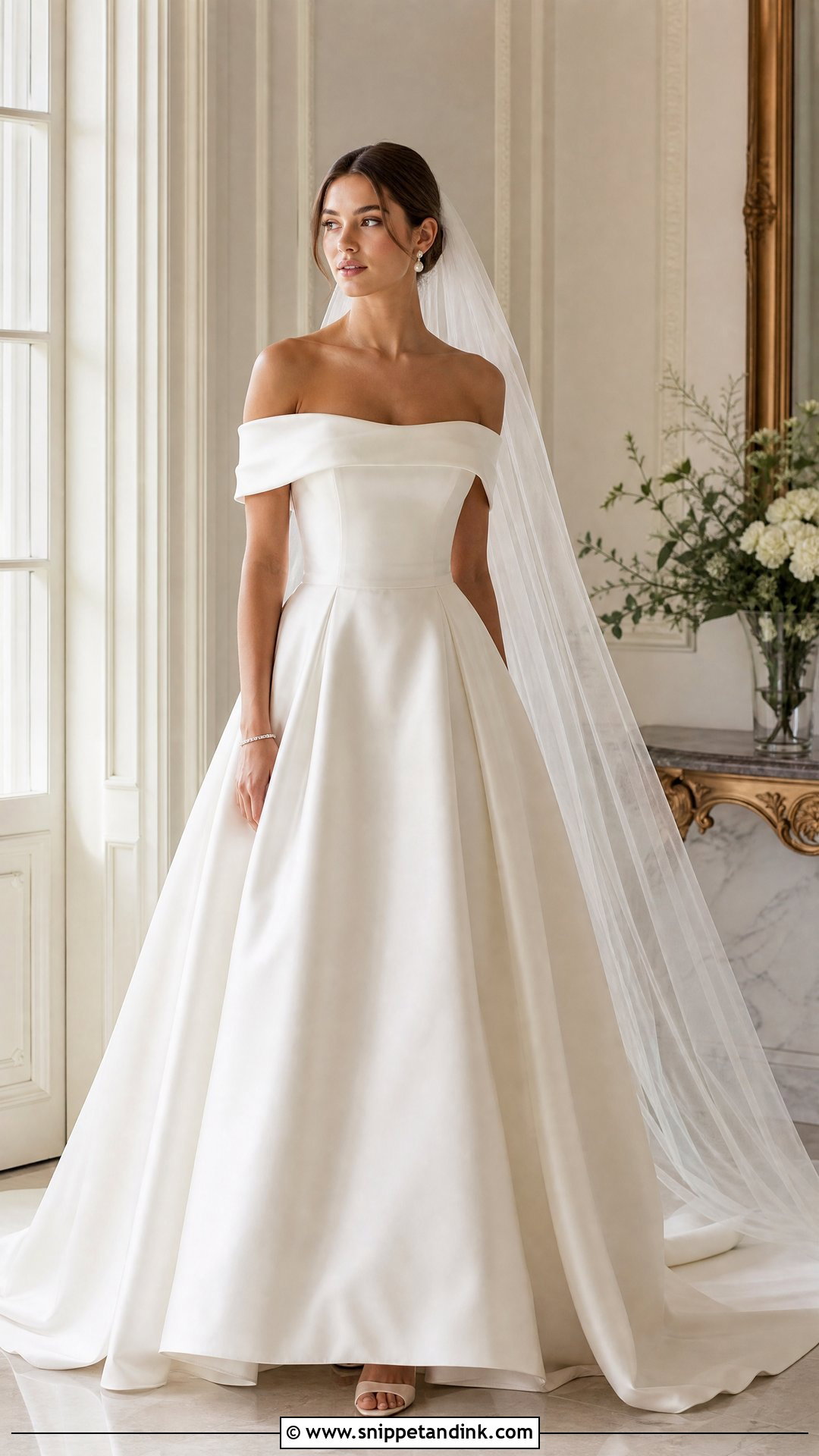 Off The Shoulder Full Skirt Wedding Dress - Snippet and Ink - 20 Full Skirt Wedding Dress Ideas