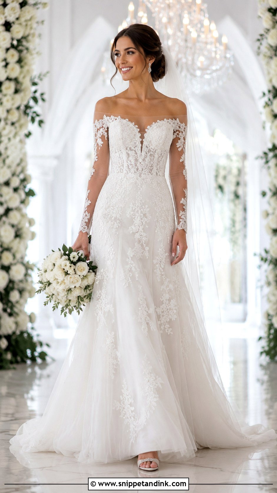 Off The Shoulder Illusion Wedding Dress - Snippet and Ink - 30 Off the Shoulder Wedding Dresses
