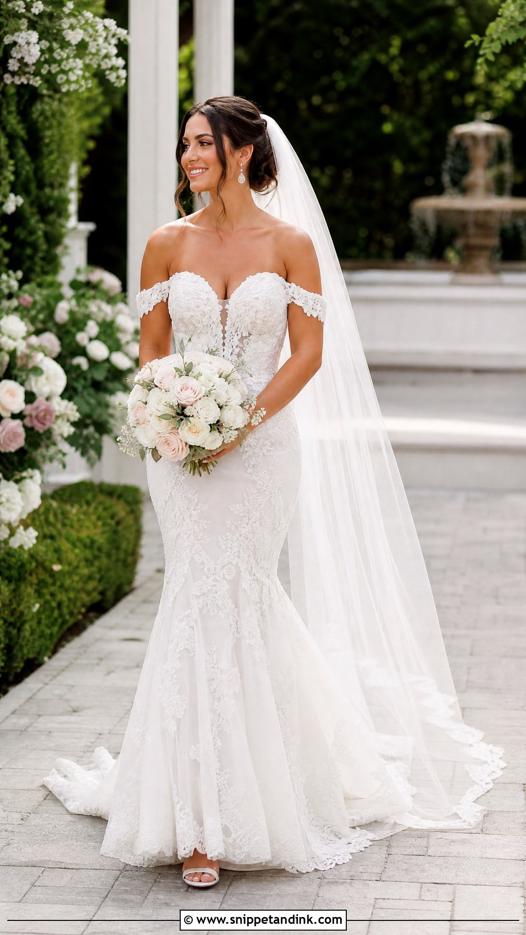 Off The Shoulder Lace Mermaid Wedding Dress - Snippet and Ink - 20 Lace Mermaid Wedding Dresses