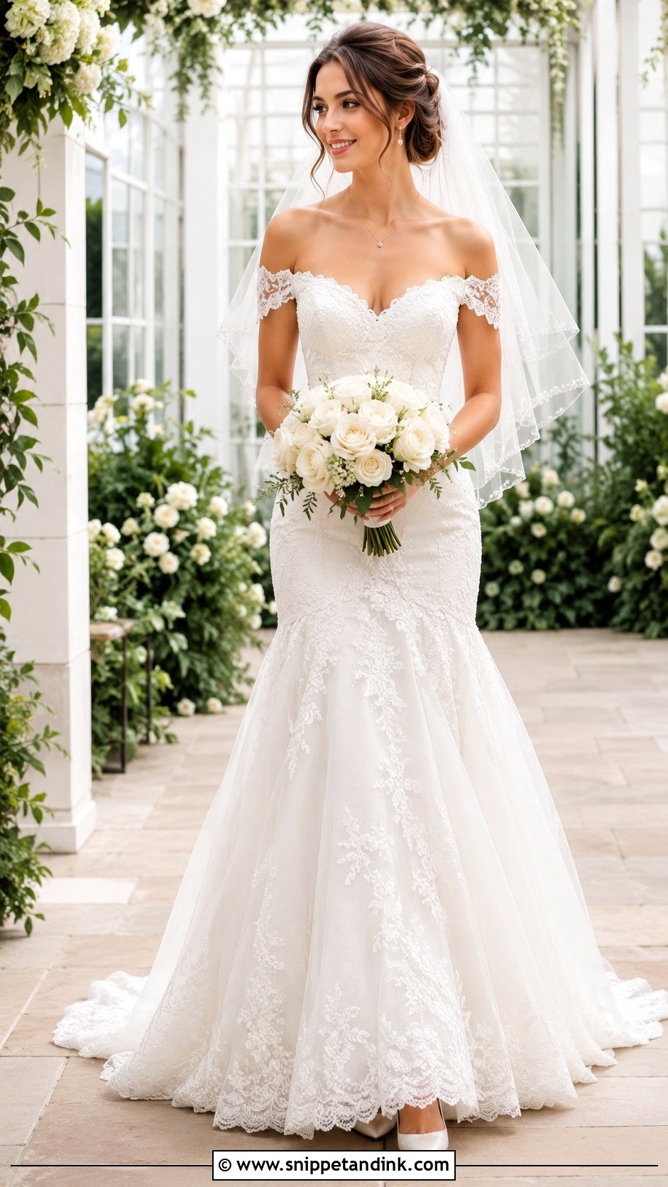 Off The Shoulder Lace Overlay Wedding Dress - Snippet and Ink - 20 Lace Overlay Wedding Dress Ideas