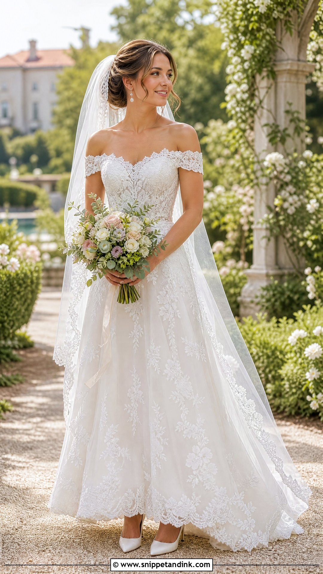 Off The Shoulder Lace Wedding Dress - Snippet and Ink - 20 Wedding Style Dresses