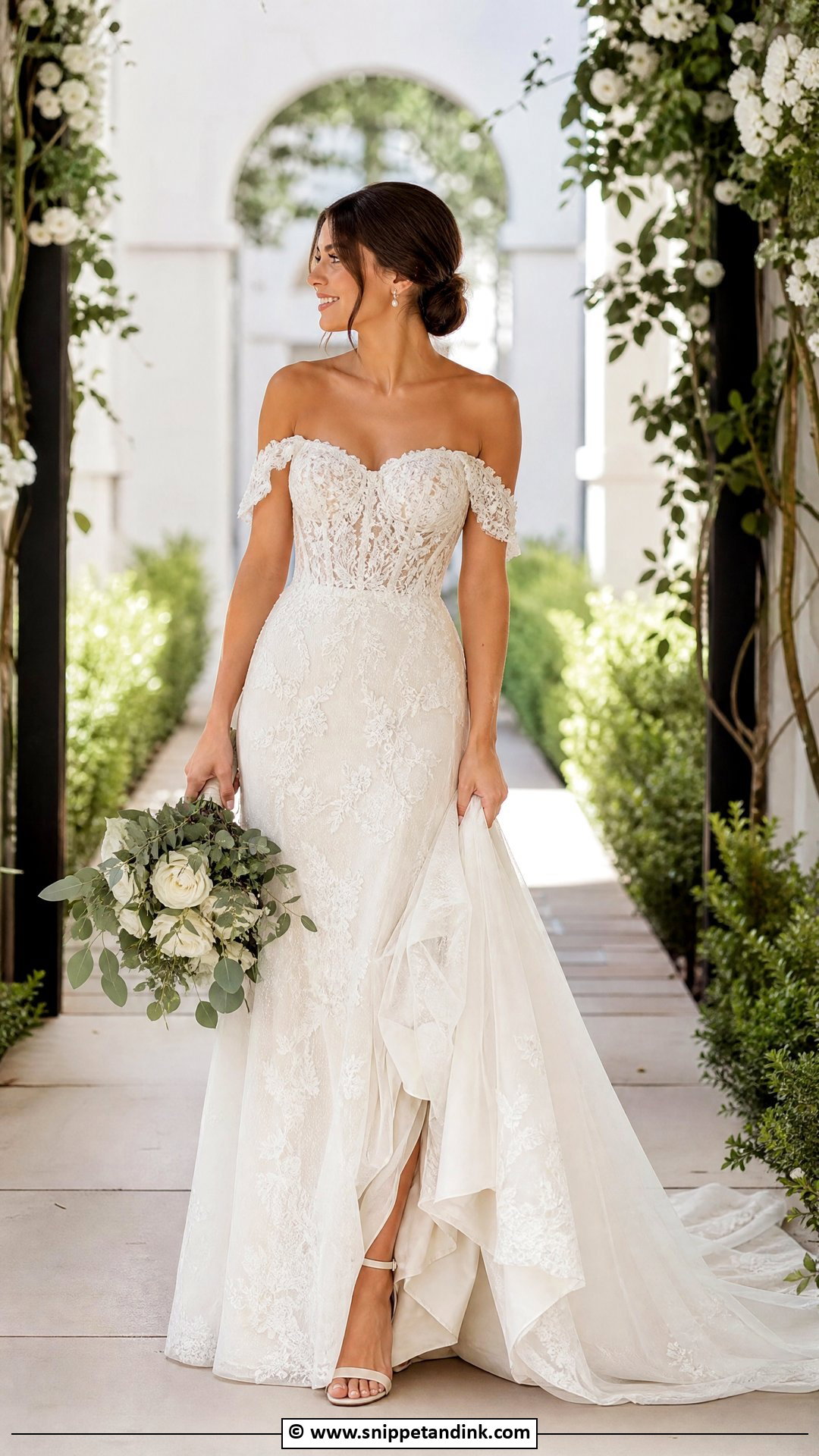 Off The Shoulder Lace Wedding Dress - Snippet and Ink - 35 Lace Wedding Dresses