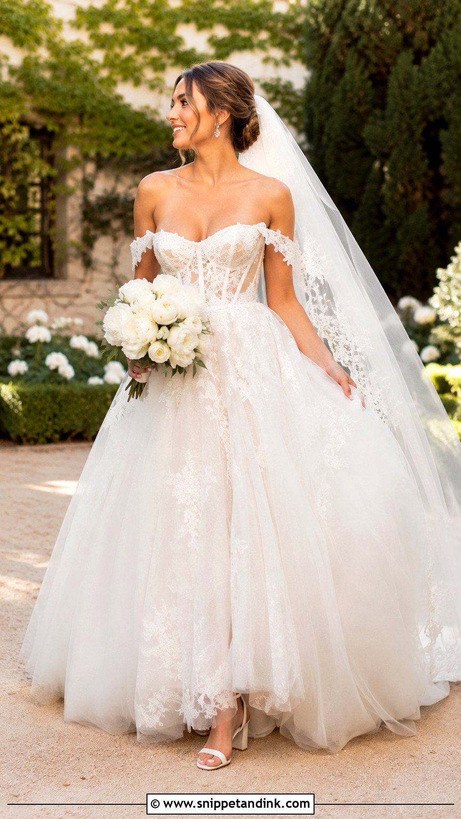 Off The Shoulder Lace Wedding Gown - Snippet and Ink - 20 Big Wedding Gown Ideas