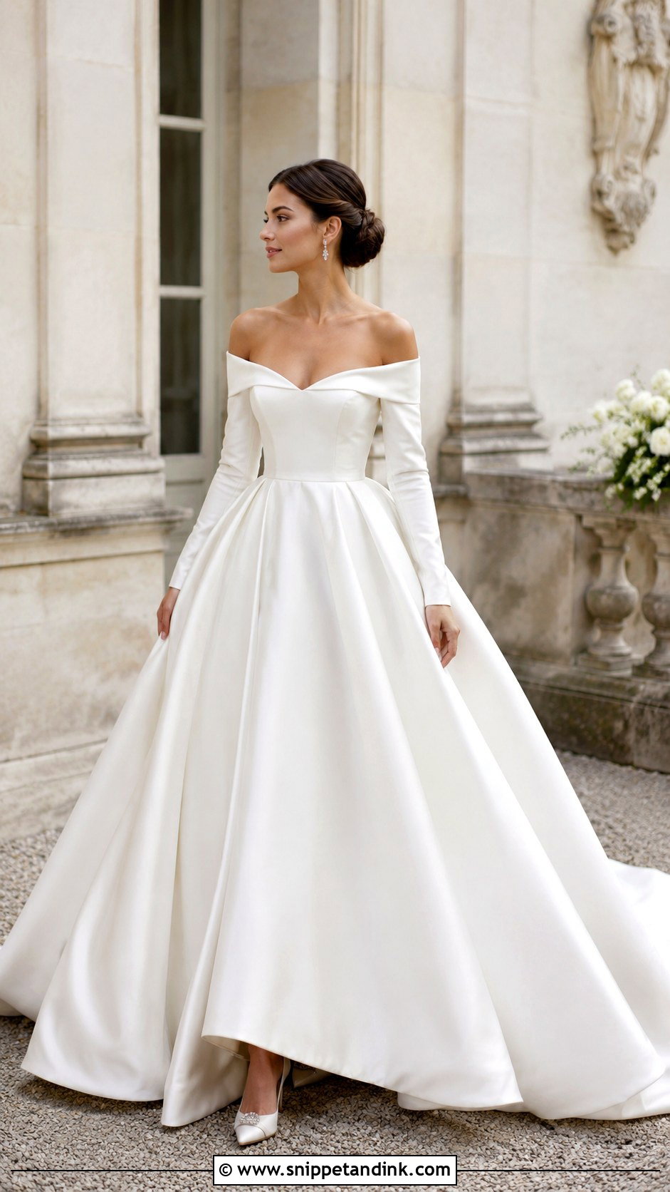 Off The Shoulder Long Sleeve Ball Gown Wedding Dress - Snippet and Ink - 25 Long Sleeve Ball Gown Wedding Dress Ideas