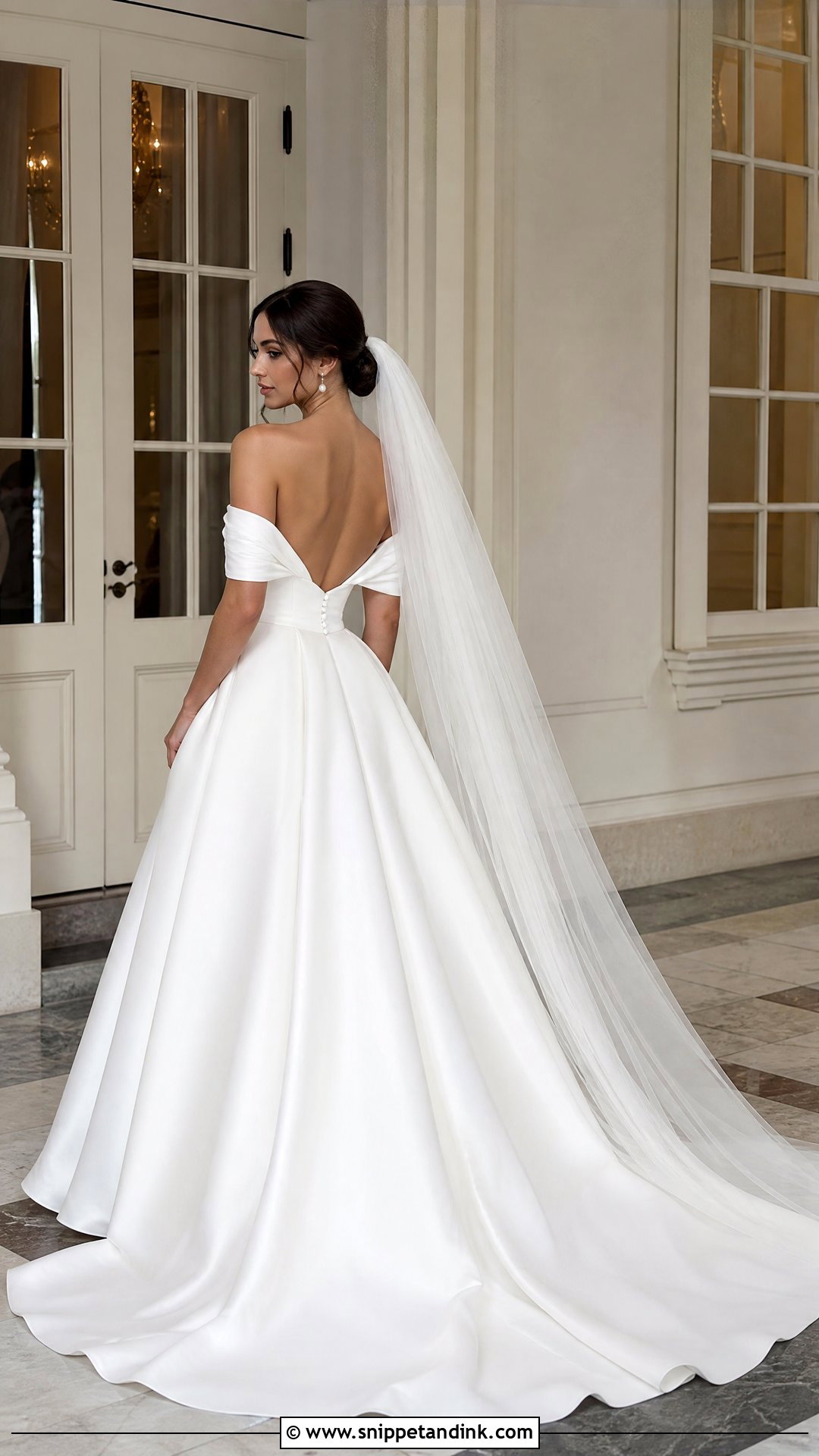 Off The Shoulder Low Back Wedding Dress - Snippet and Ink - 20 Wedding Dresses Back Detail