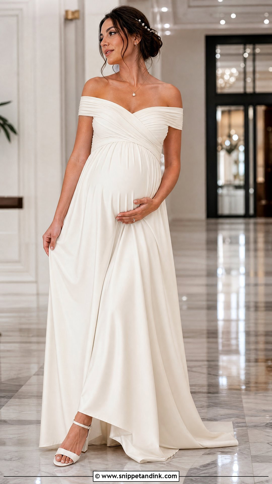 Off The Shoulder Maternity Wedding Dress - Snippet and Ink - 20 Pregnant Maternity Wedding Dress Ideas