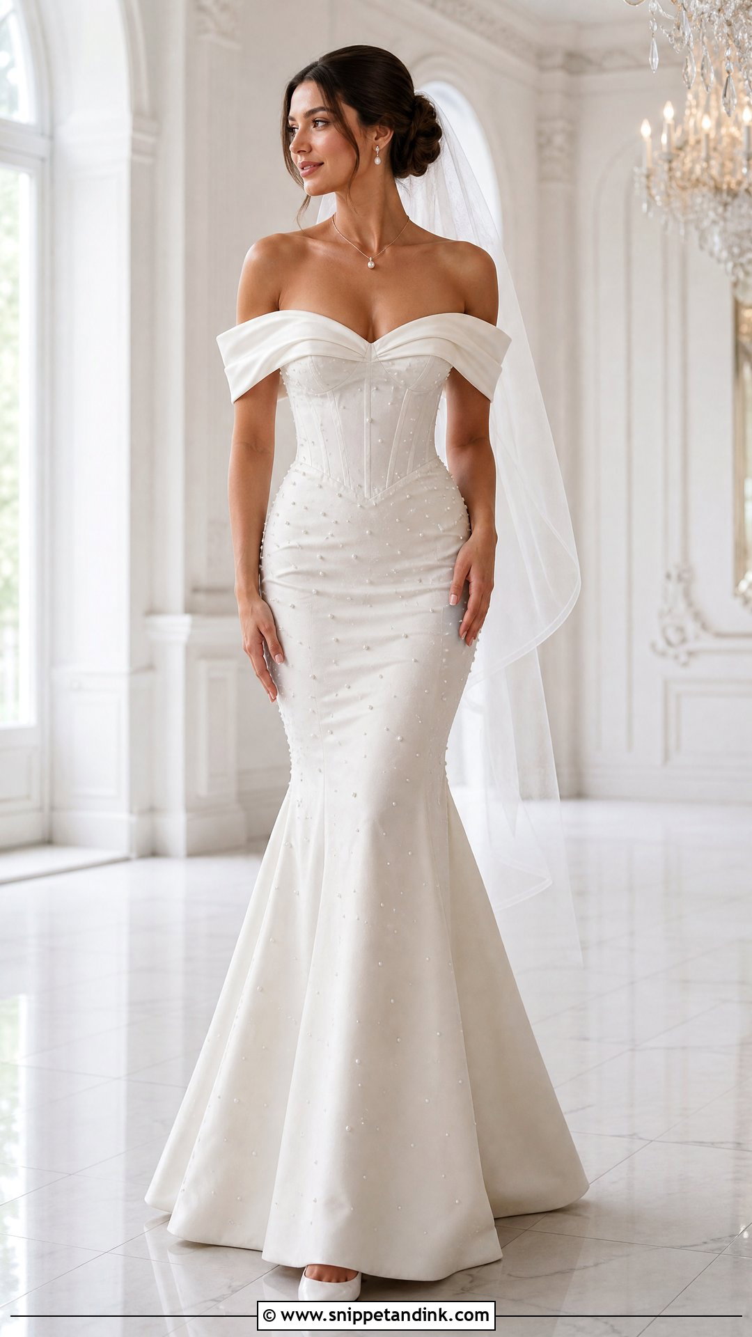 Off The Shoulder Mermaid Wedding Dress - Snippet and Ink - 20 Mermaid Cut Wedding Dress Ideas