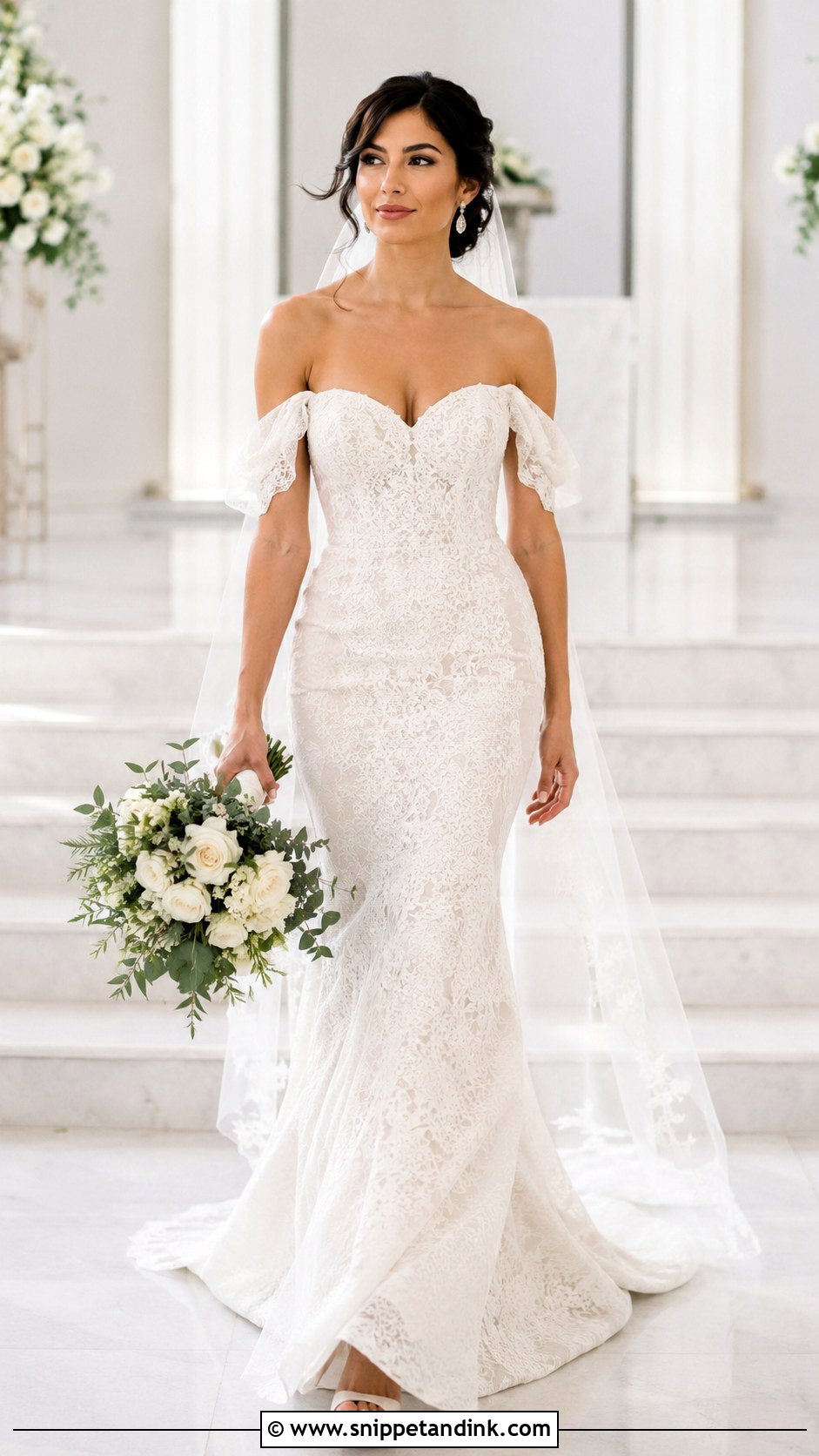Off The Shoulder Mermaid Wedding Dress With Sleeves - Snippet and Ink - 30 Mermaid Wedding Dress with Sleeves