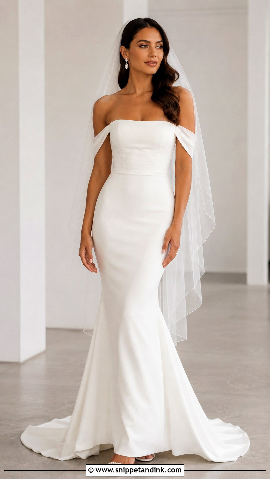 Off The Shoulder Mermaid Wedding Dress - Snippet and Ink - 25 Off the Shoulder Wedding Dress Ideas