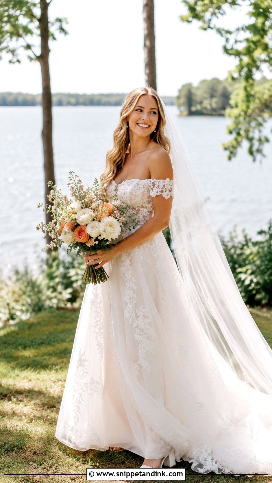 Off The Shoulder Nature Wedding Dress - Snippet and Ink - 25 Nature Wedding Dress Ideas