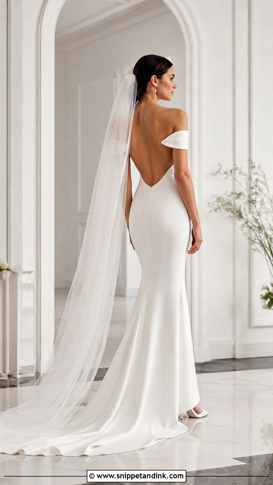 Off The Shoulder Open Back Wedding Dress - Snippet and Ink - 30 Off the Shoulder Wedding Dresses