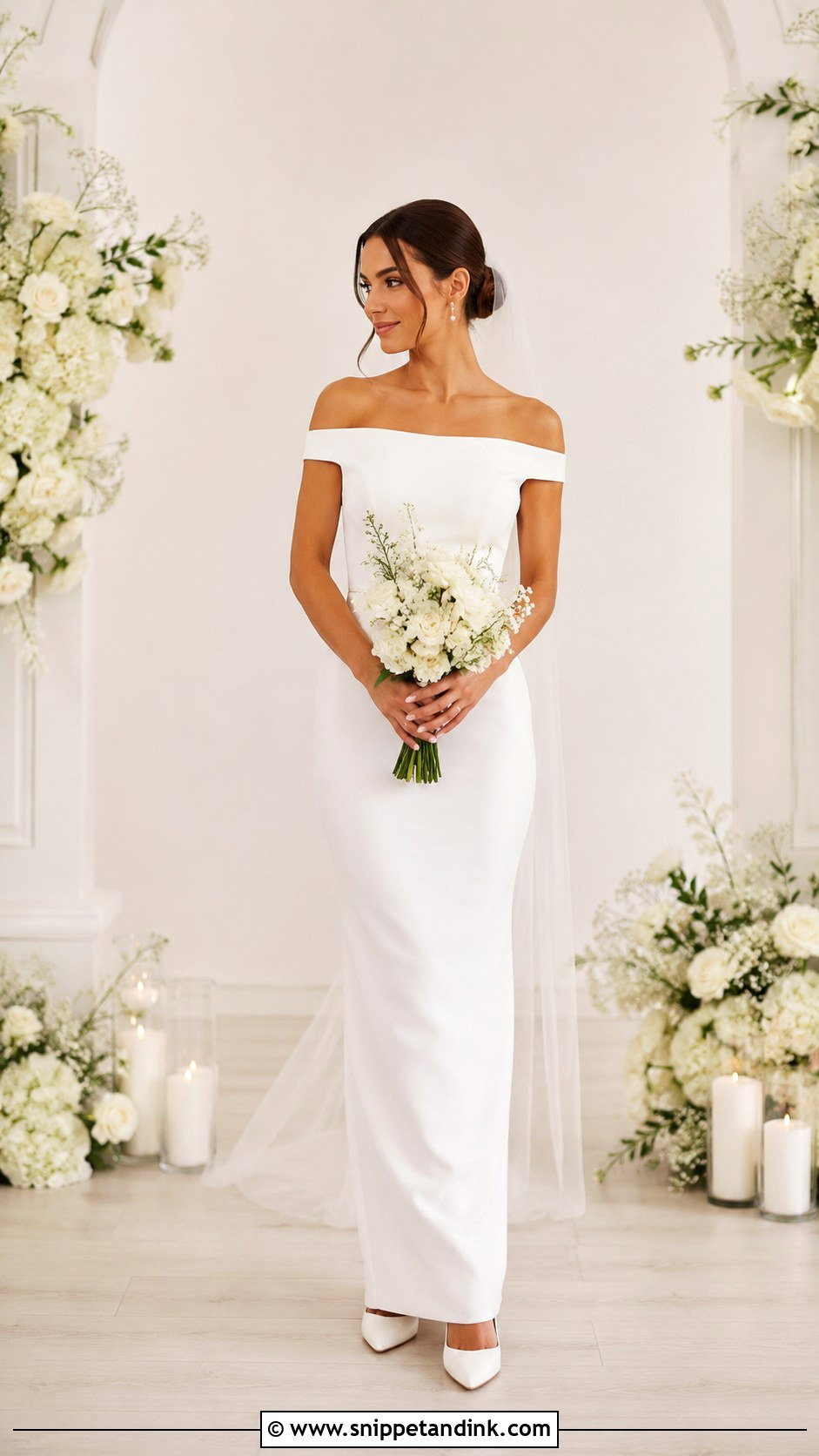 Off The Shoulder Petite Wedding Dress - Snippet and Ink - 25 Off the Shoulder Wedding Dress Ideas