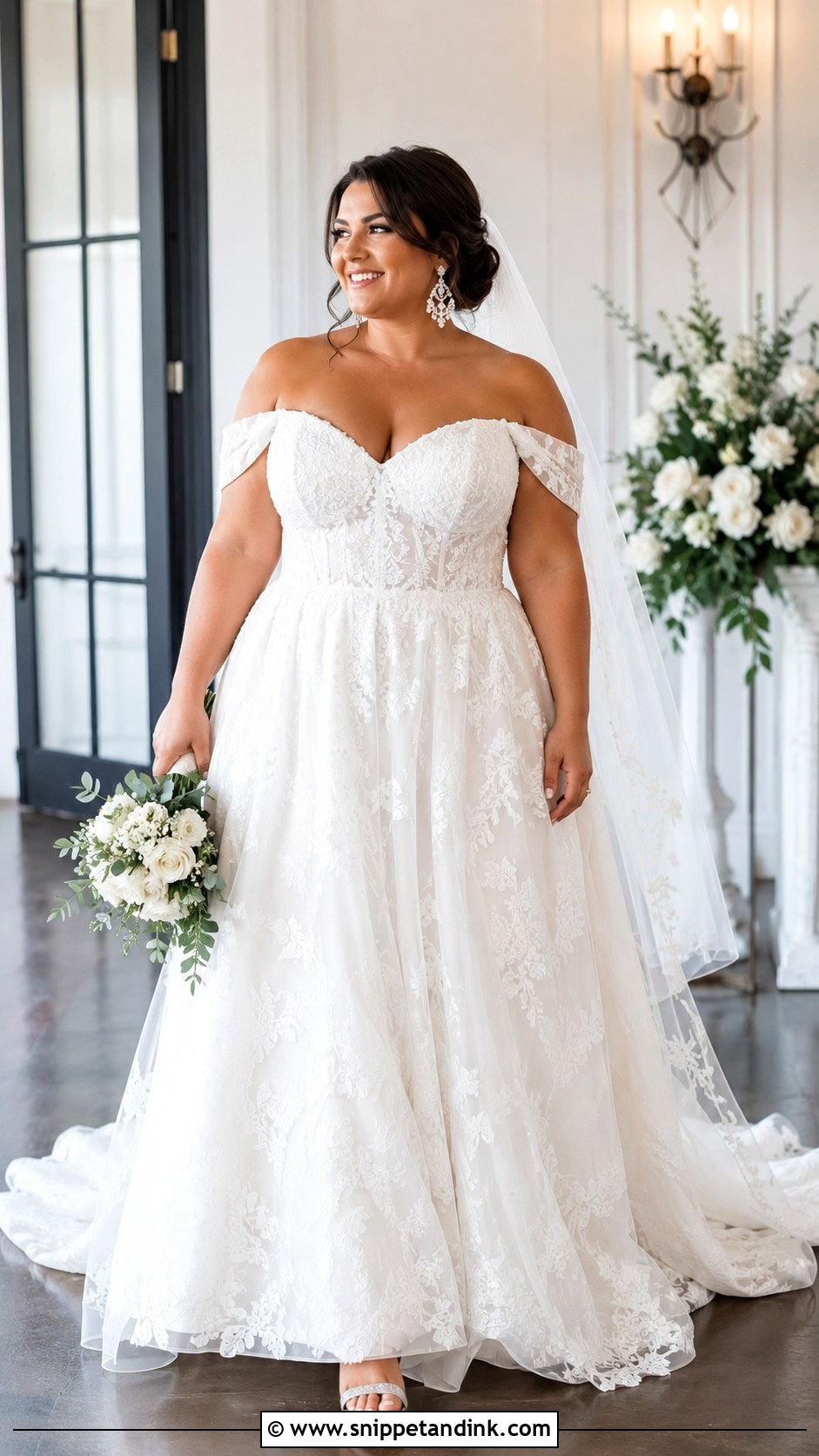 Off The Shoulder Plus Size Wedding Dress - Snippet and Ink - 30 Off the Shoulder Wedding Dresses