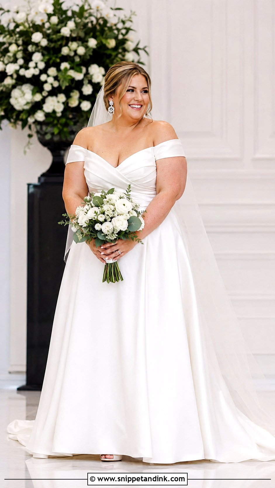 Off The Shoulder Plus Size Wedding Dress - Snippet and Ink - 25 Off the Shoulder Wedding Dress Ideas
