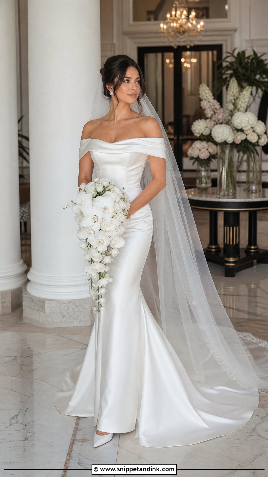 Off The Shoulder Satin Fitted Wedding Dress - Snippet and Ink - 20 Satin Fitted Wedding Dress Ideas