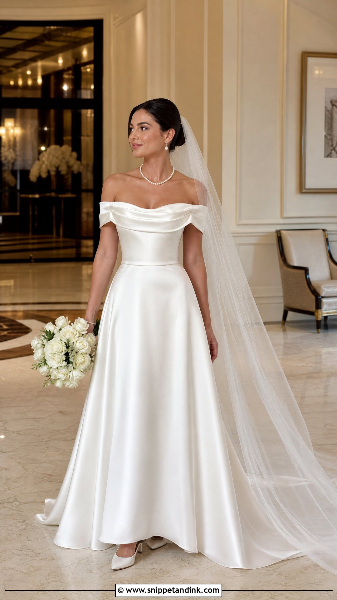 Off The Shoulder Satin Wedding Gown - Snippet and Ink - 20 Wedding Gown 2025 Ideas