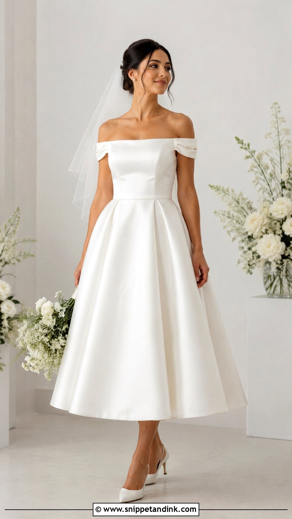 Off The Shoulder Short Sleeve Wedding Dress - Snippet and Ink - 30 Off the Shoulder Wedding Dresses
