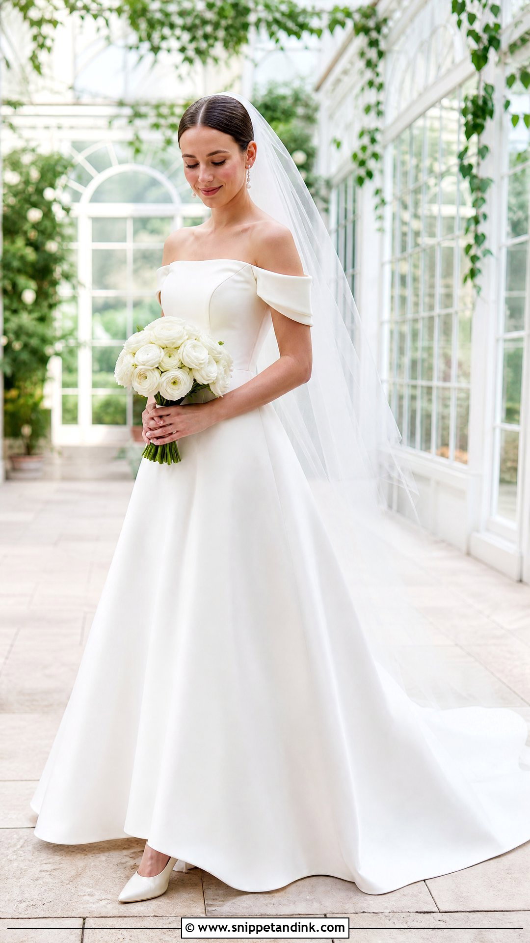 Off The Shoulder Silk Bridal Dress - Snippet and Ink - 20 Silk Bridal Dress Ideas