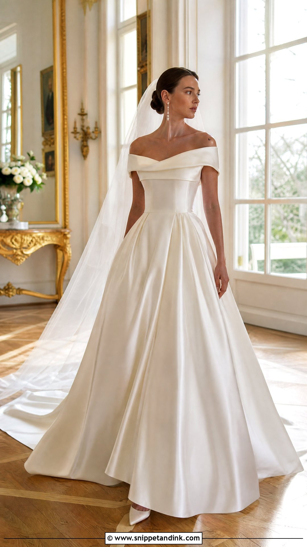 Off The Shoulder Silk Satin Wedding Dress - Snippet and Ink - 20 Silk Satin Wedding Dresses