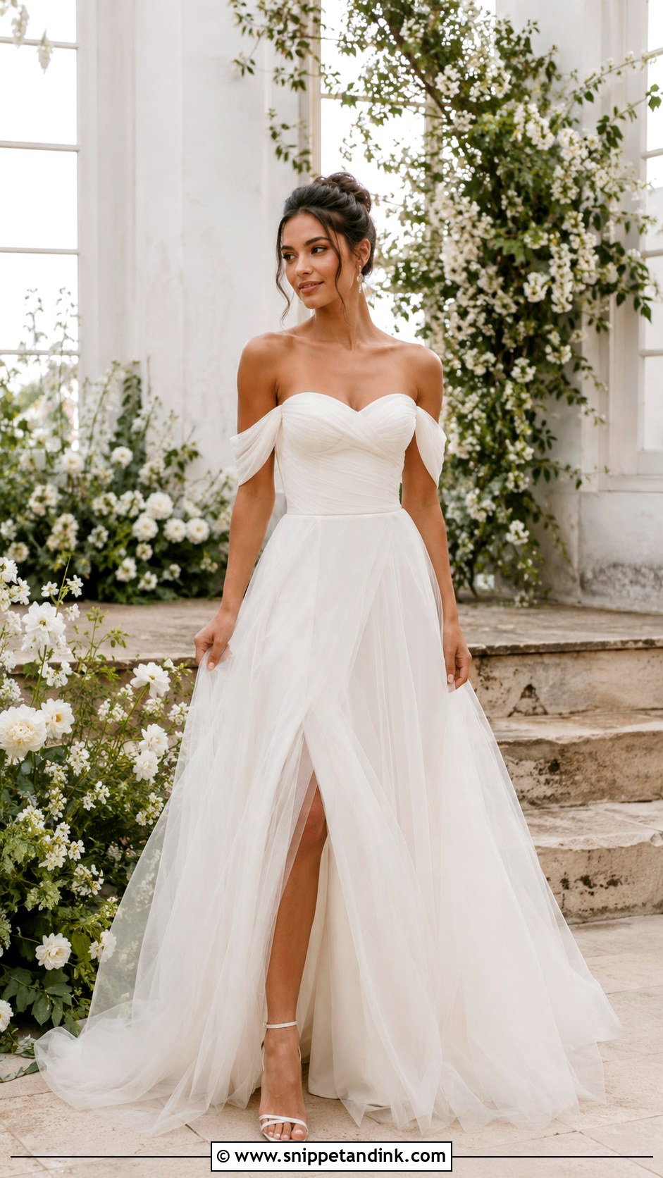 Off The Shoulder Sleeve Wedding Dress - Snippet and Ink - 30 Wedding Dresses Sleeves