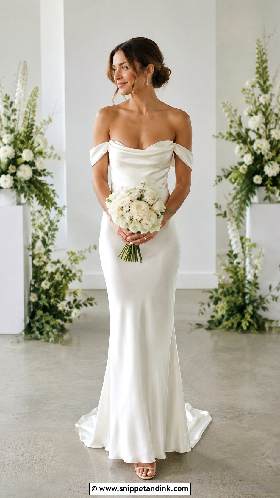 Off The Shoulder Slip Wedding Dress - Snippet and Ink - 30 Off the Shoulder Wedding Dresses