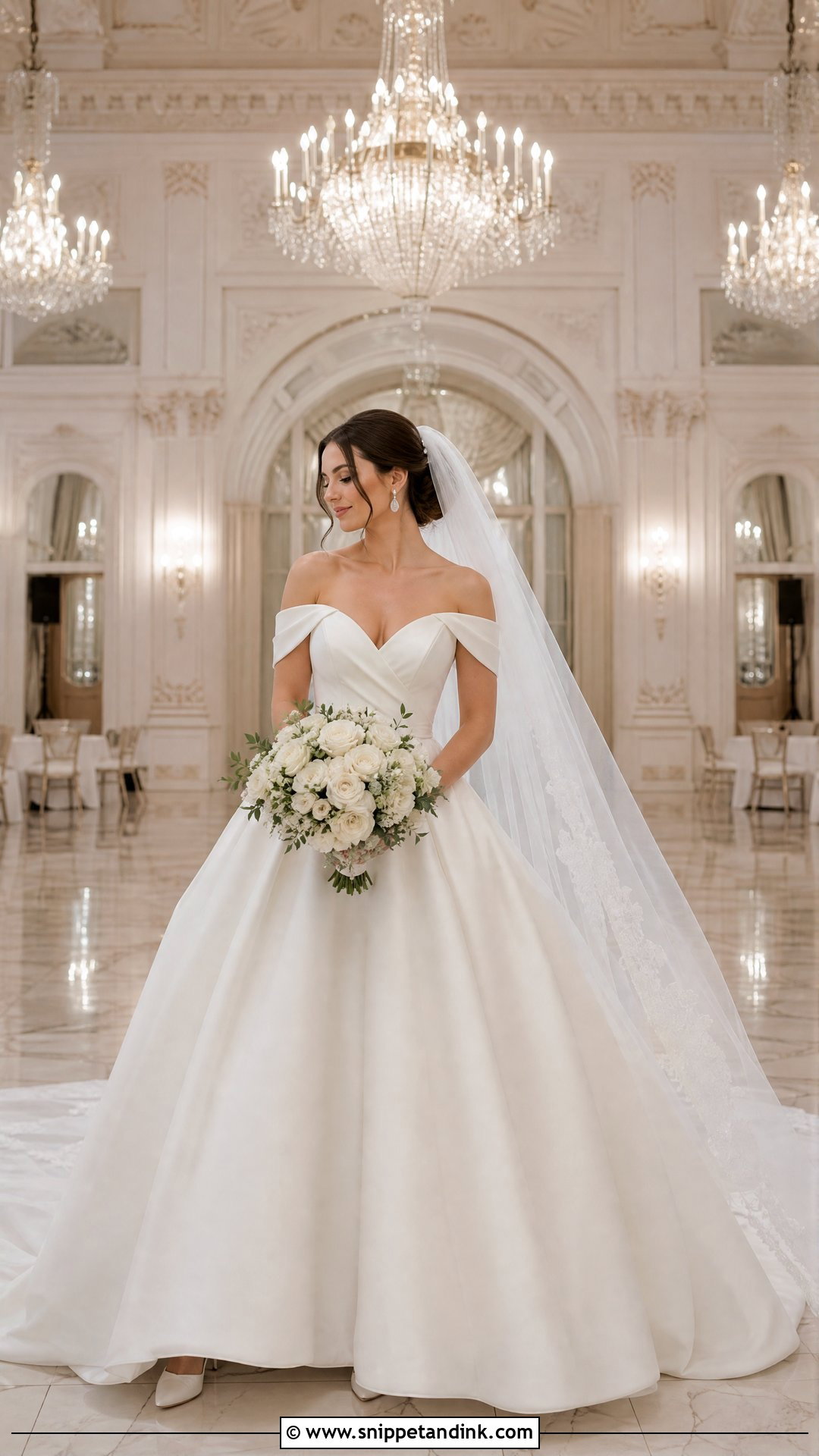 Off The Shoulder Strap Ball Gown Wedding Dress - Snippet and Ink - 20 Wedding Dresses Straps