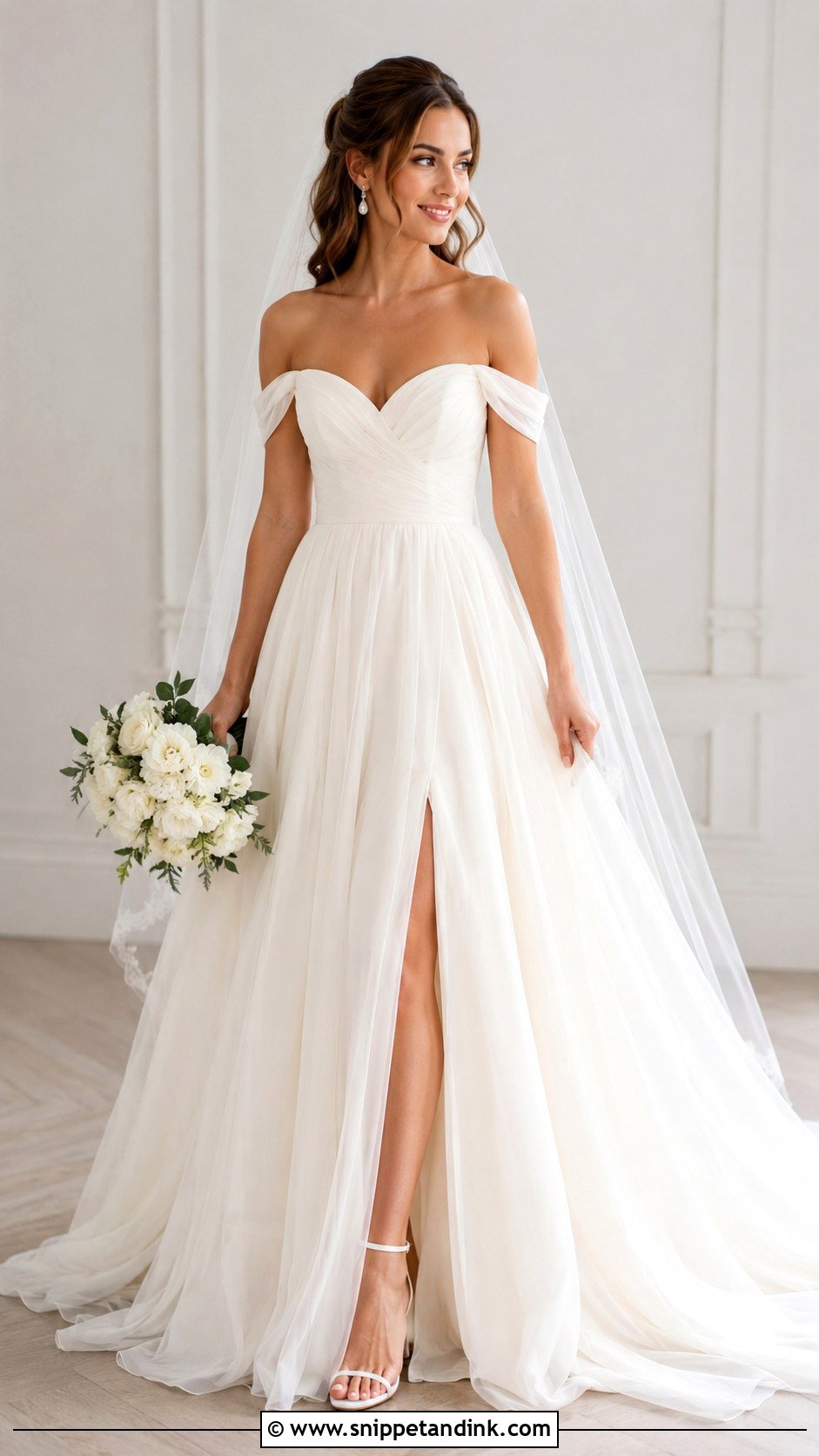 Off The Shoulder Sweetheart Wedding Dress - Snippet and Ink - 25 Off the Shoulder Wedding Dress Ideas