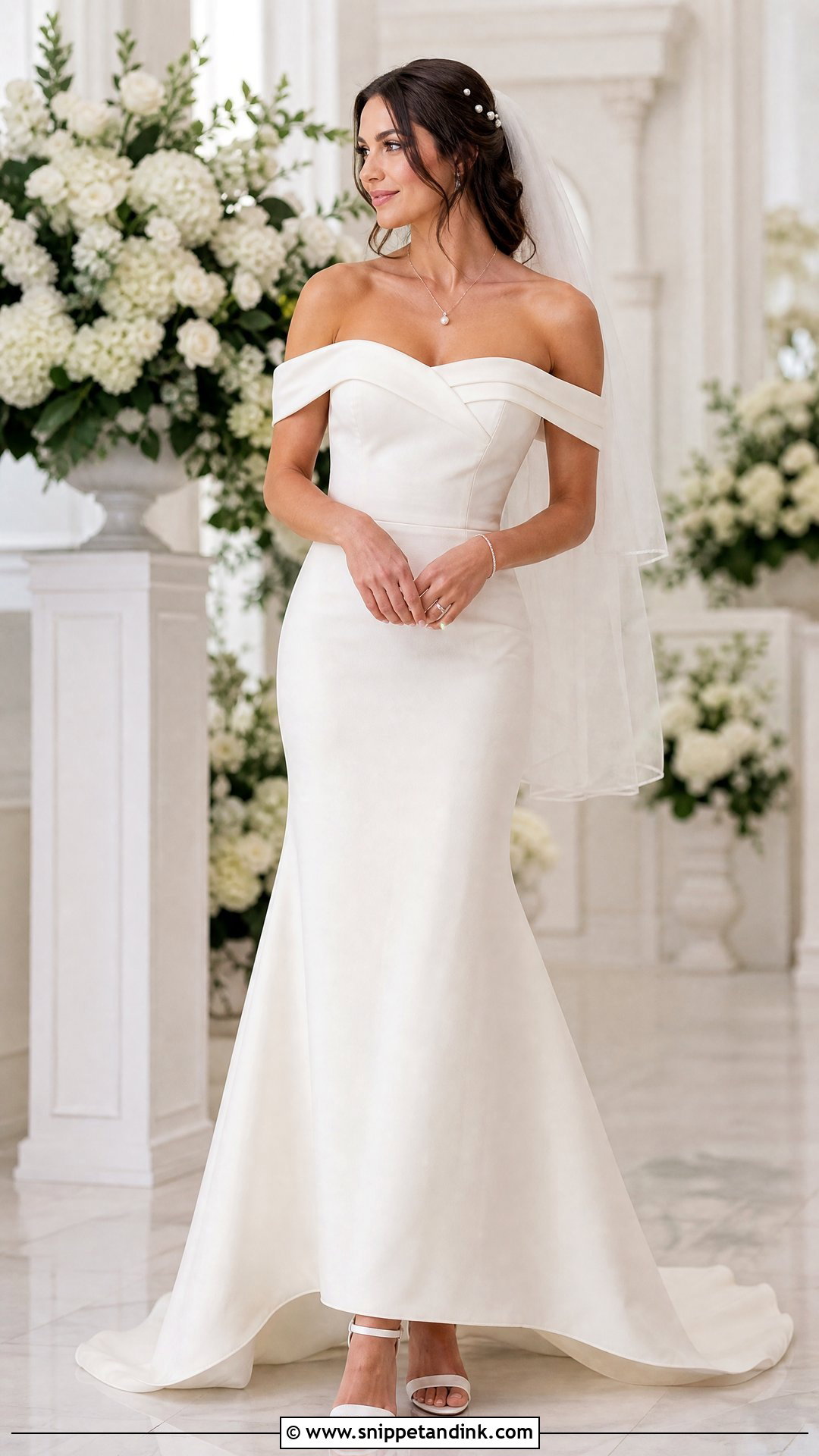 Off The Shoulder Trumpet Wedding Dress - Snippet and Ink - 20 Tight Fitted Wedding Dress Ideas
