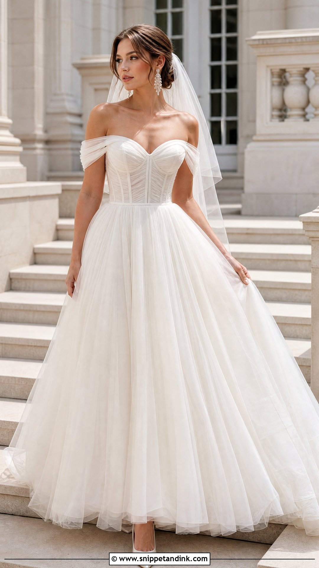 Off The Shoulder Tulle Wedding Dress - Snippet and Ink - 20 Tool Wedding Dress Ideas
