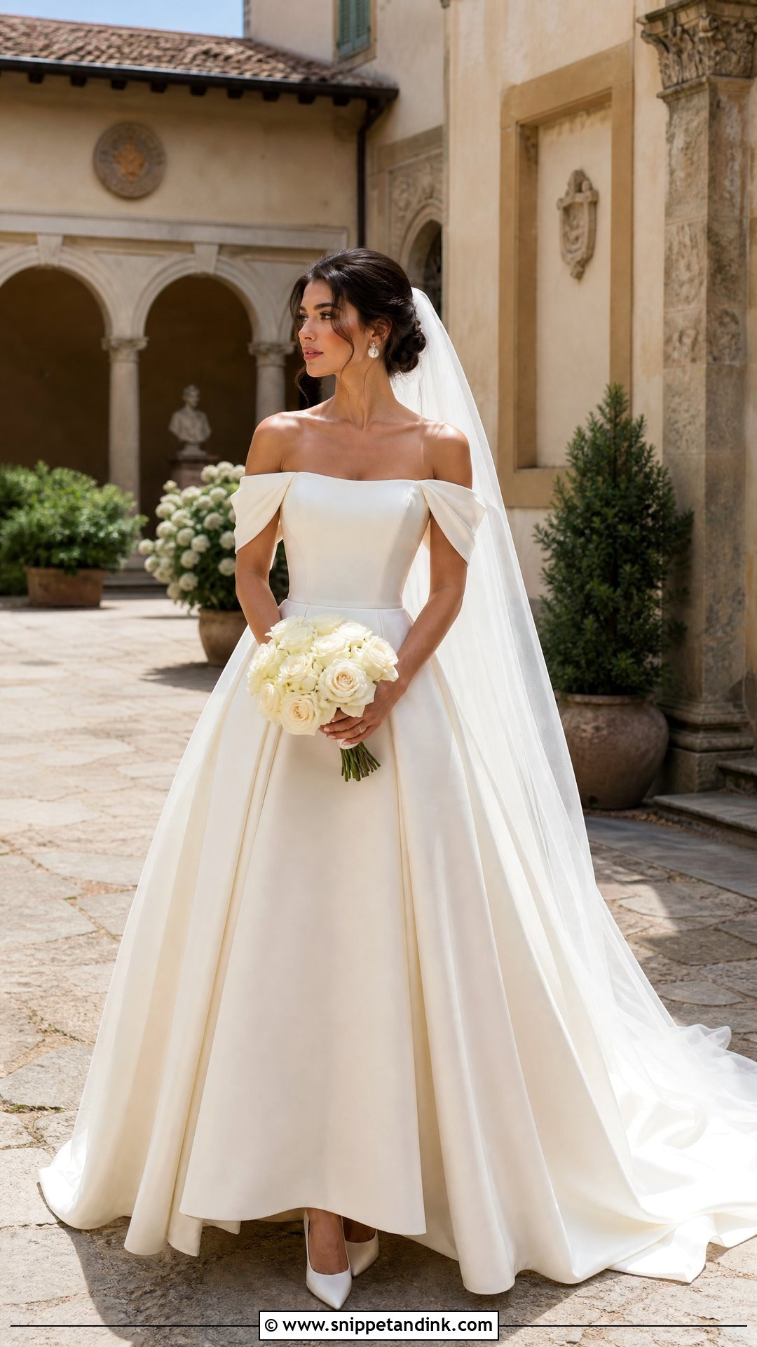 Off The Shoulder Tuscan Wedding Dress - Snippet and Ink - 20 Tuscan Wedding Dress Ideas