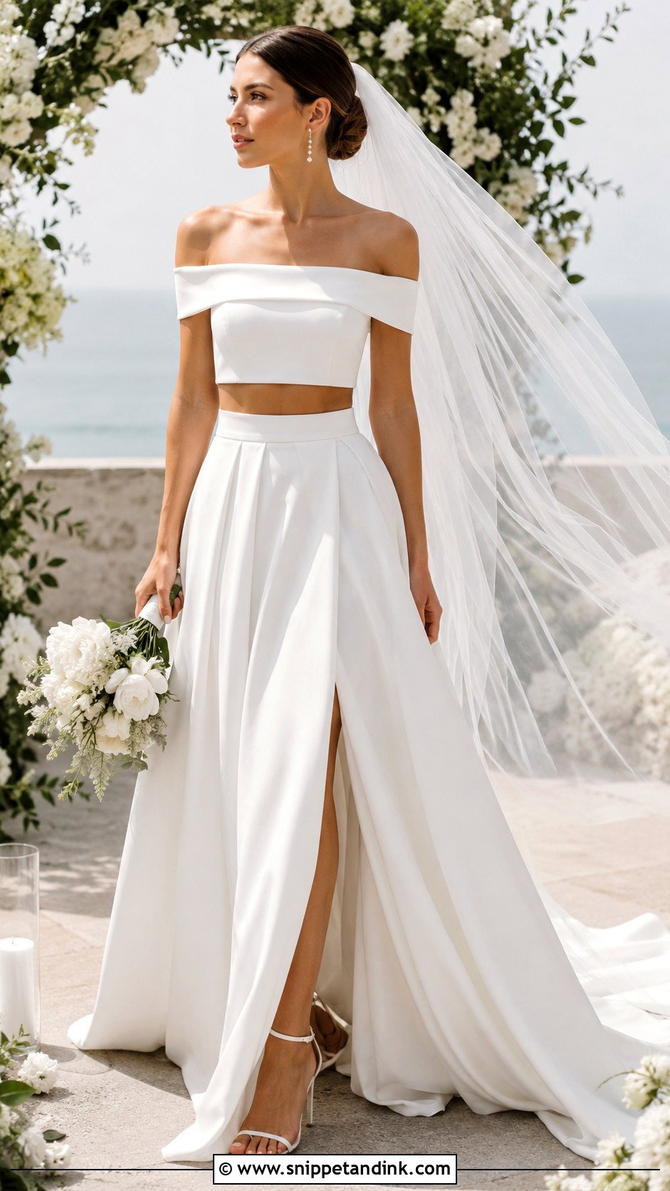 Off The Shoulder Two Piece Wedding Dress - Snippet and Ink - 30 Off the Shoulder Wedding Dresses