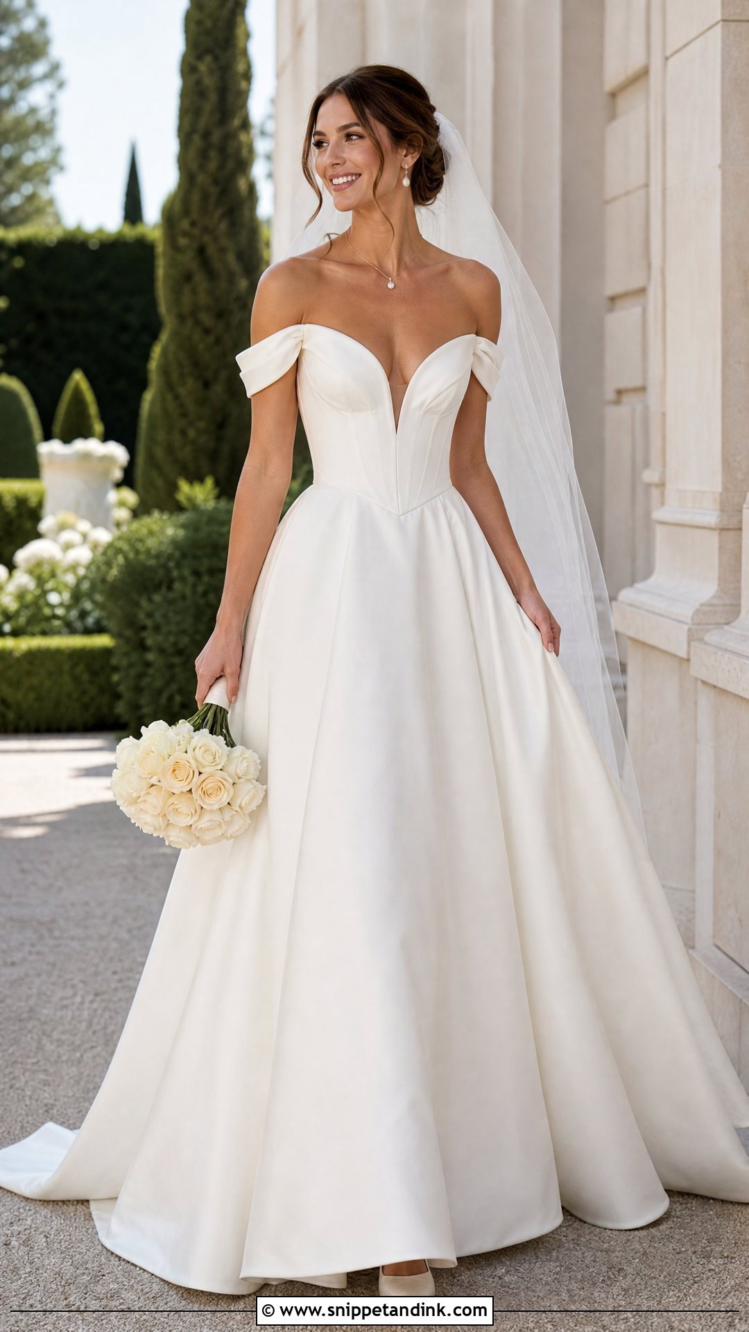 Off The Shoulder V Waist Wedding Dress - Snippet and Ink - 25 V Waist Wedding Dress Ideas