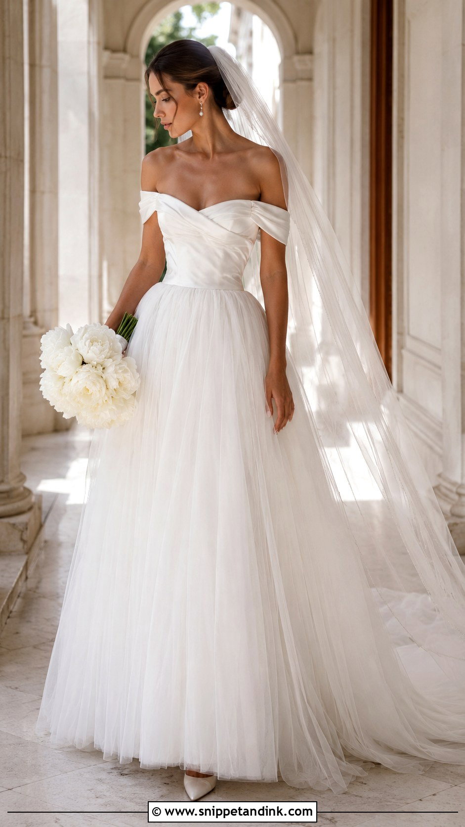 Off The Shoulder Vera Wang Wedding Dress - Snippet and Ink - 20 Vintage Vera Wang Wedding Dress Ideas