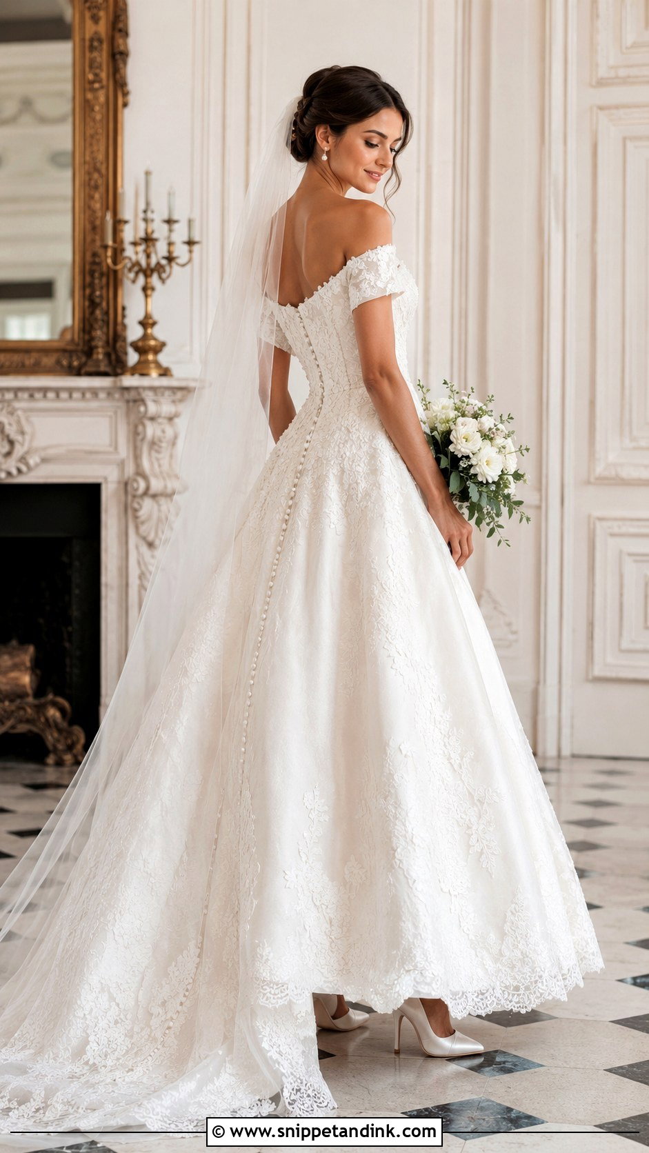 Off The Shoulder Vintage Wedding Dress - Snippet and Ink - 30 Off the Shoulder Wedding Dresses