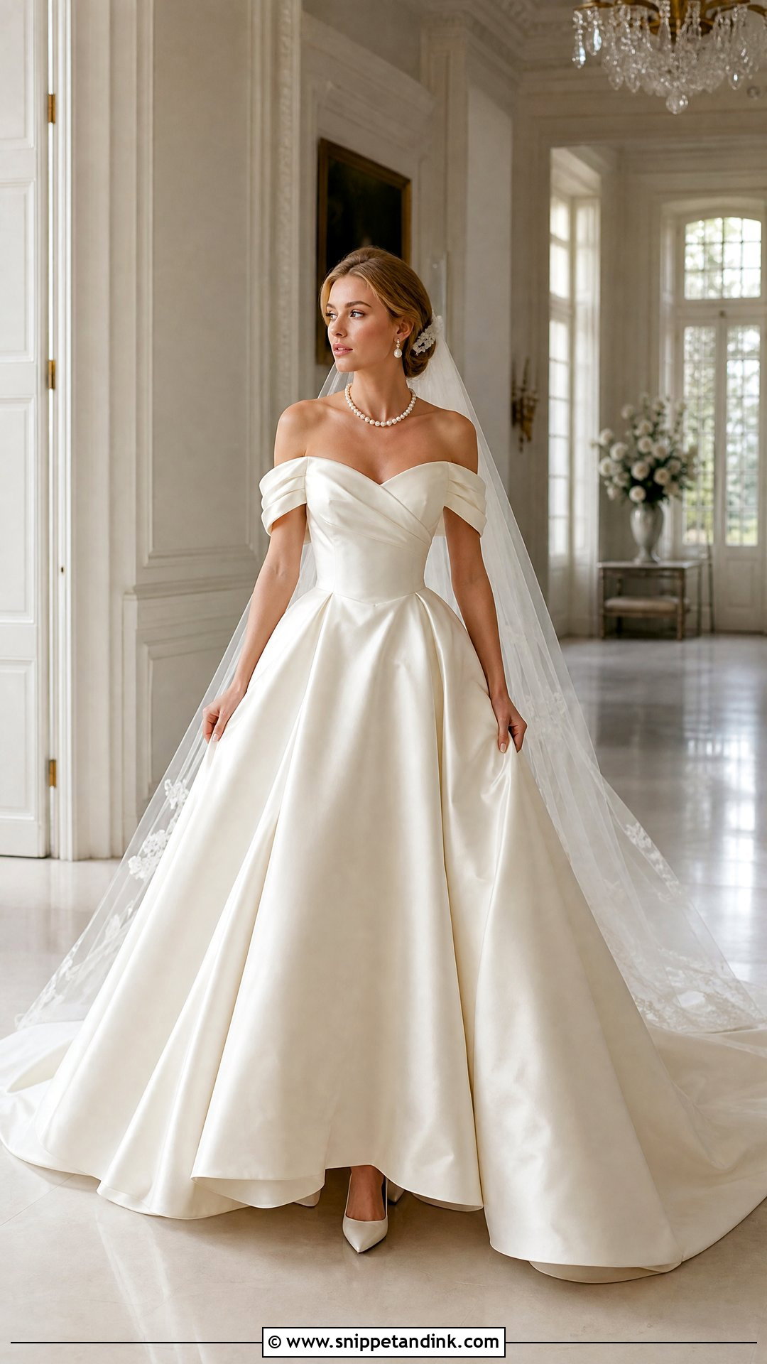 Off The Shoulder Vintage Wedding Dress With Bardot Sleeves - Snippet and Ink - 20 Vintage Wedding Dress Sleeves