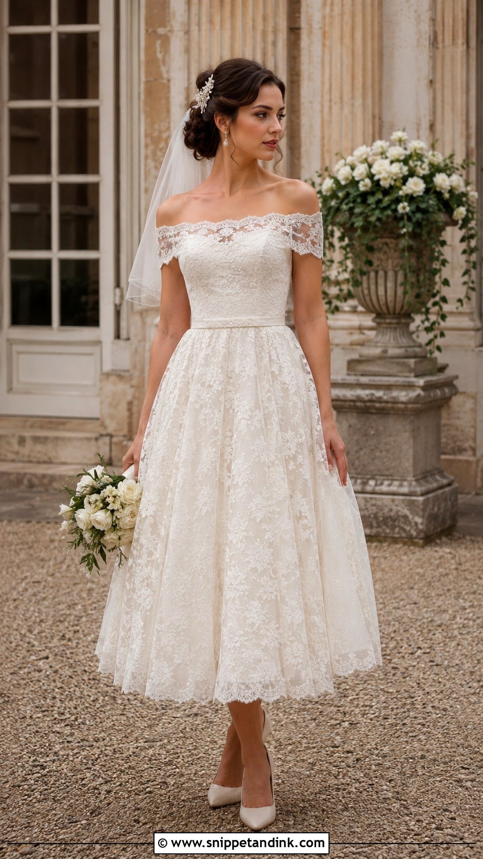 Off The Shoulder Vintage Wedding Dress - Snippet and Ink - 25 Off the Shoulder Wedding Dress Ideas