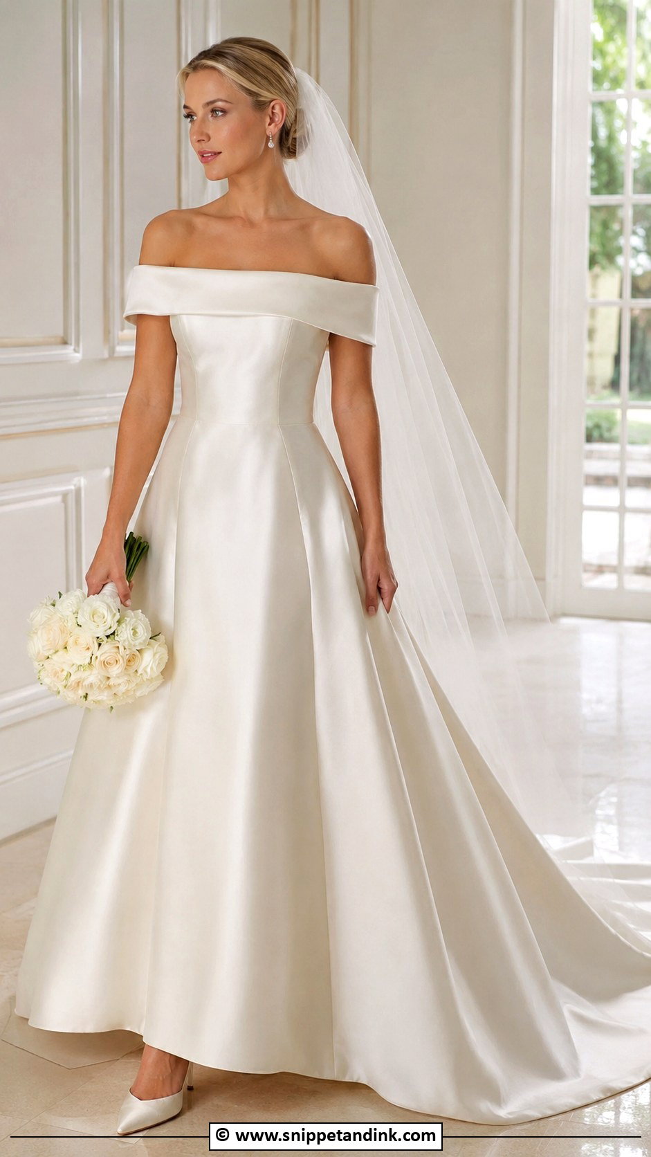 Off The Shoulder Wedding Dress - Snippet and Ink - 30 2000s Wedding Dress Ideas
