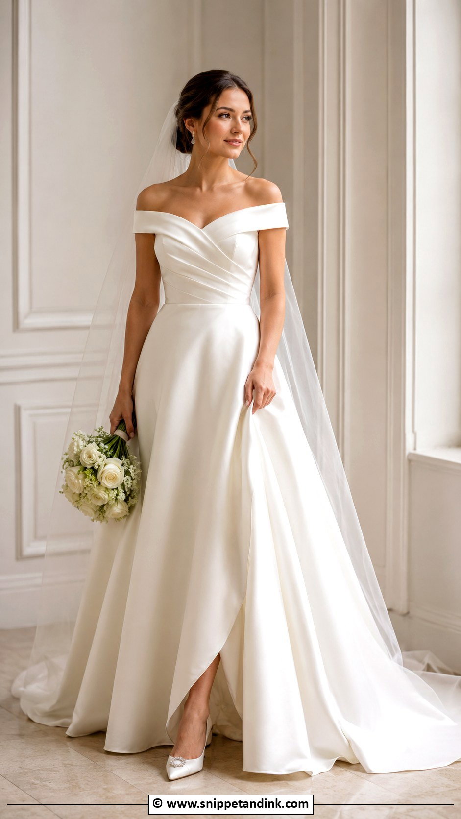 Off The Shoulder Wedding Dress - Snippet and Ink - 30 Chic Wedding Dress Ideas