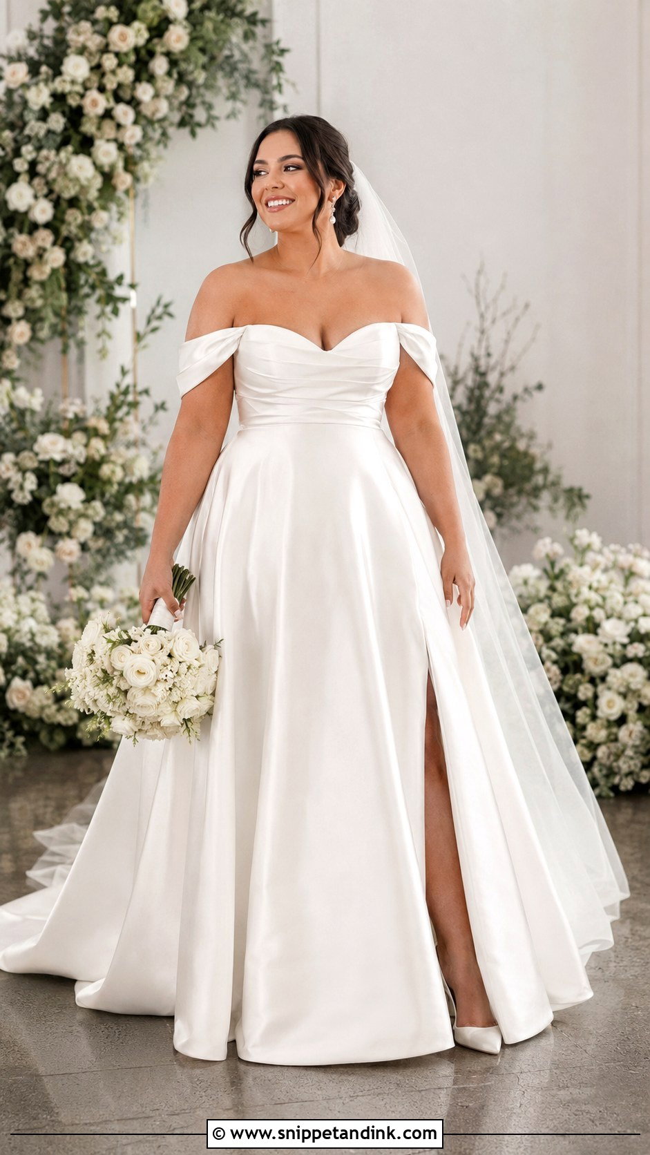 Off The Shoulder Wedding Dress - Snippet and Ink - 20 Wedding Dresses for Curvy Women